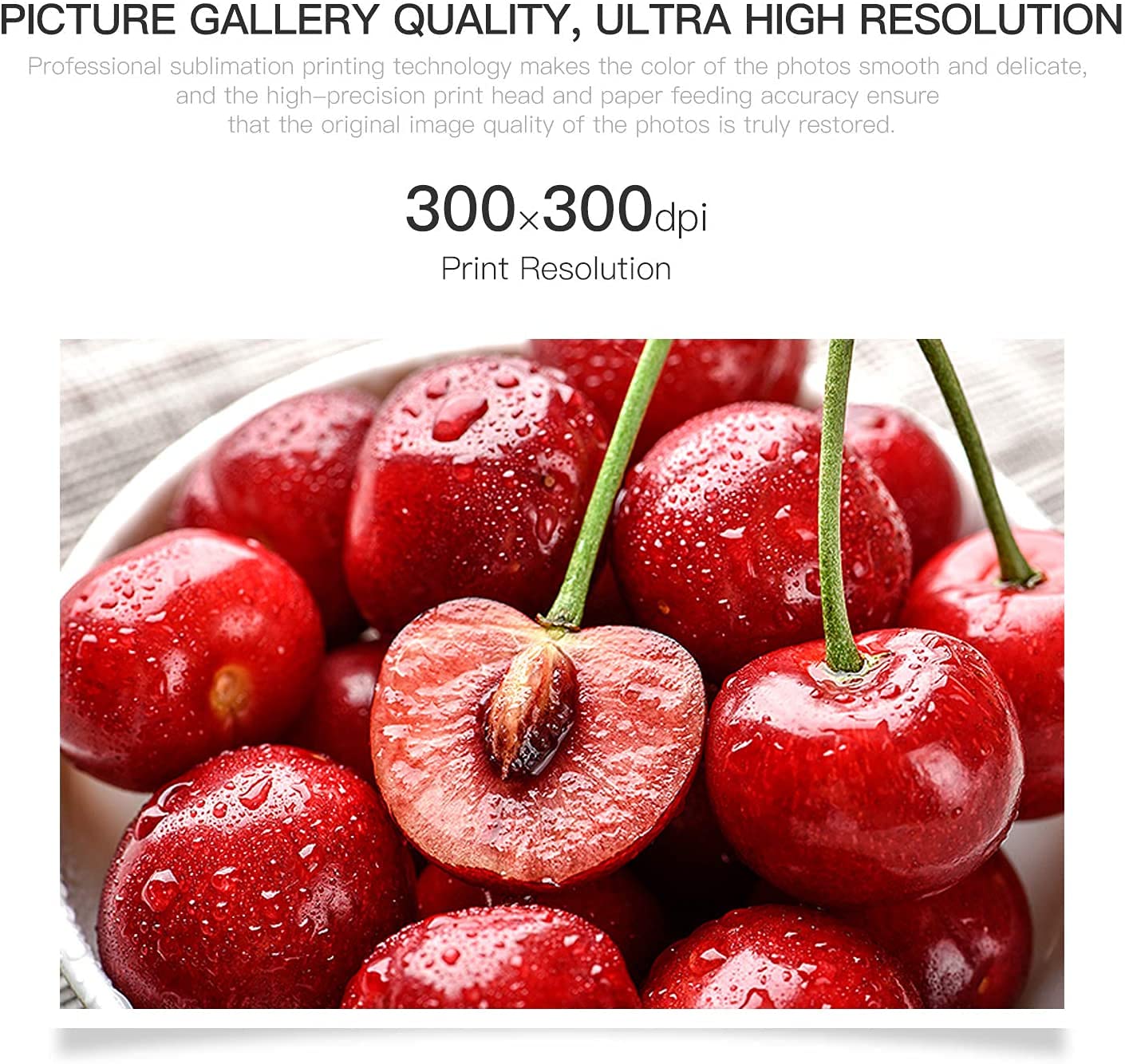 اتش بي ار تي طابعة صور محمولة ملونة بالكامل CP4000، طابعة تسامي حرارية صغيرة محمولة 4×6 انش 300 نقطة لكل بوصة مع اتصال واي فاي وتصفيح تلقائي متوافقة مع ويندوز واندرويد وiOS