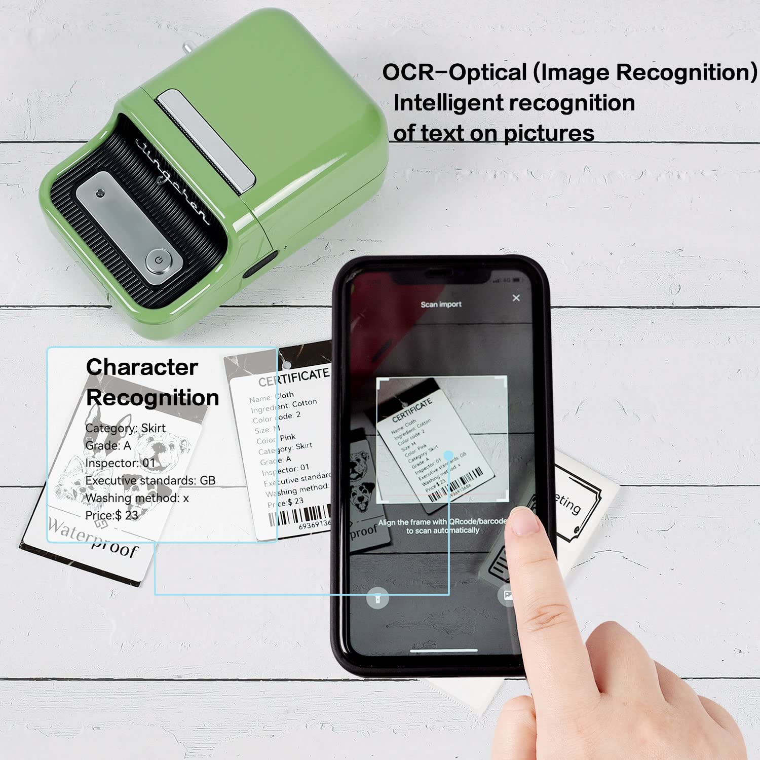 NIIMBOT Bluetooth Label Maker B21 - Portable Barcode Printer, Mini Wireless Thermal Label Maker Machine for Retail, Address, Jewelry, Home, for iOS & Android, with 50x30mm Label (1 Roll of 230),Green