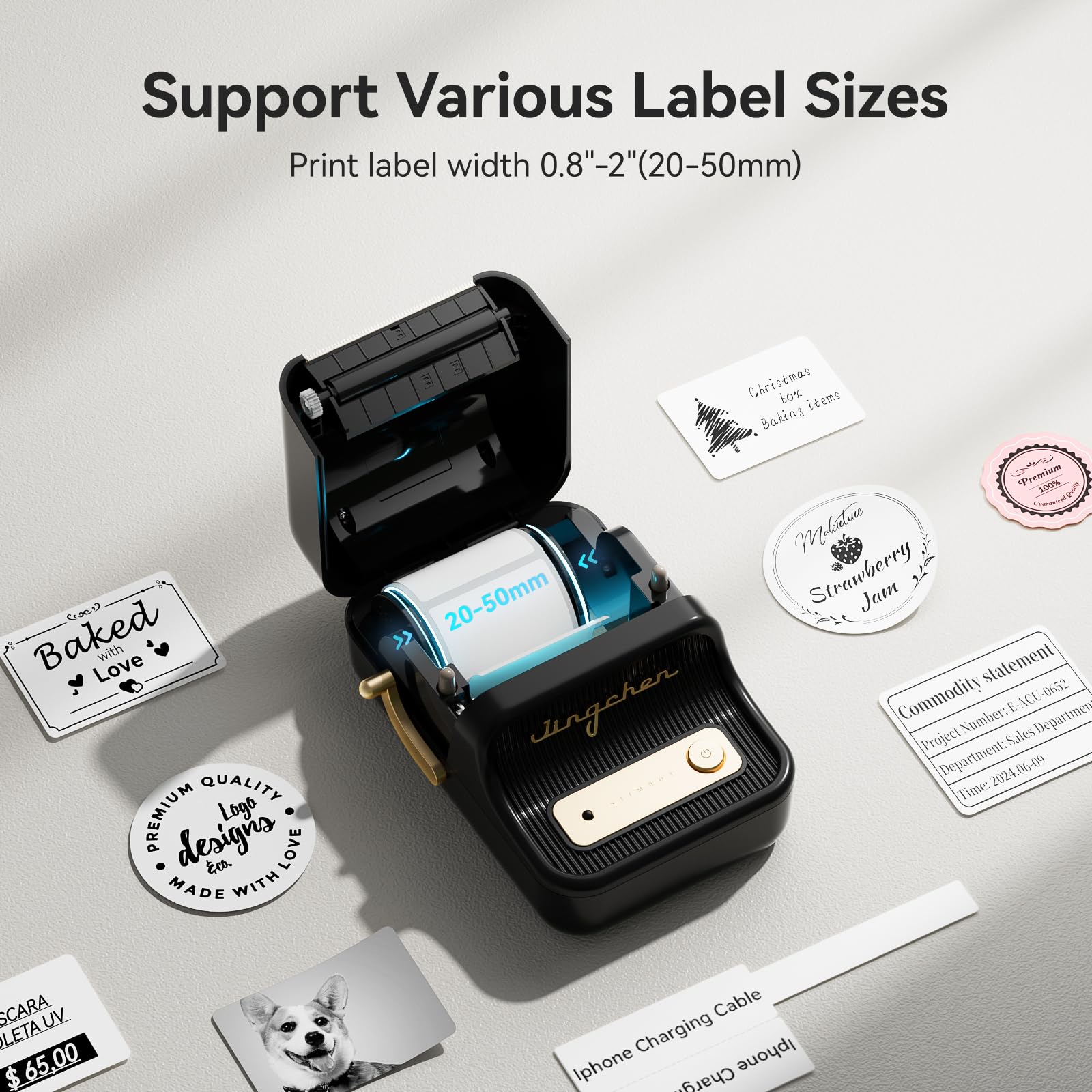 NIIMBOT B21 Label Maker, 2 Inch Portable Thermal Label Printer, Label Maker Machine with Tape, Compatible with Android, iOS & PC,Labeling for Home Storage Office and Small Business,Black