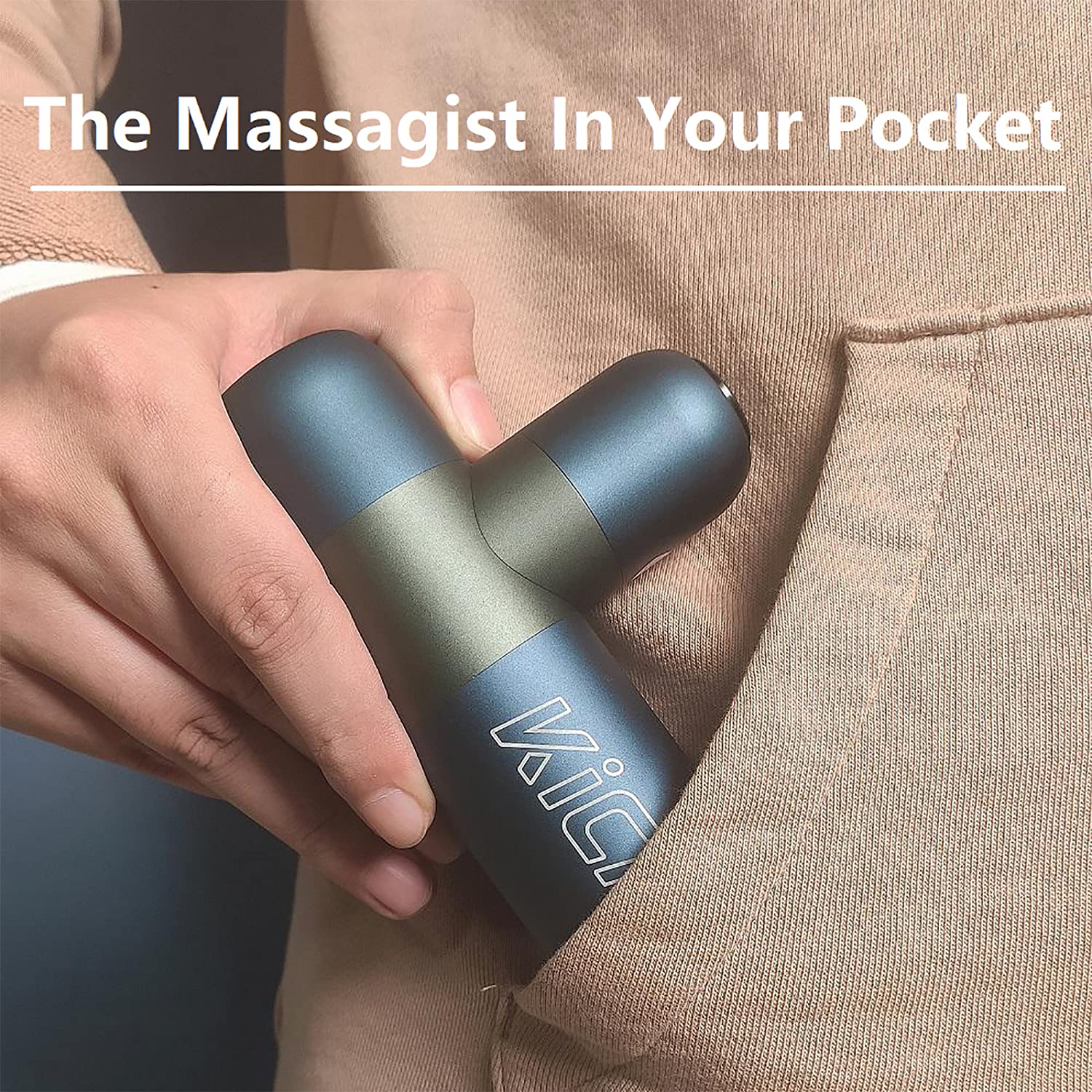 Kica K2 Portable Mini Massage Gun - Deep Tissue Electric Percussion Massager for Pain Relief and Muscle Recovery - Metal Solid Grip, Fascial Relax, Deep Massage Therapy Mode - Blue