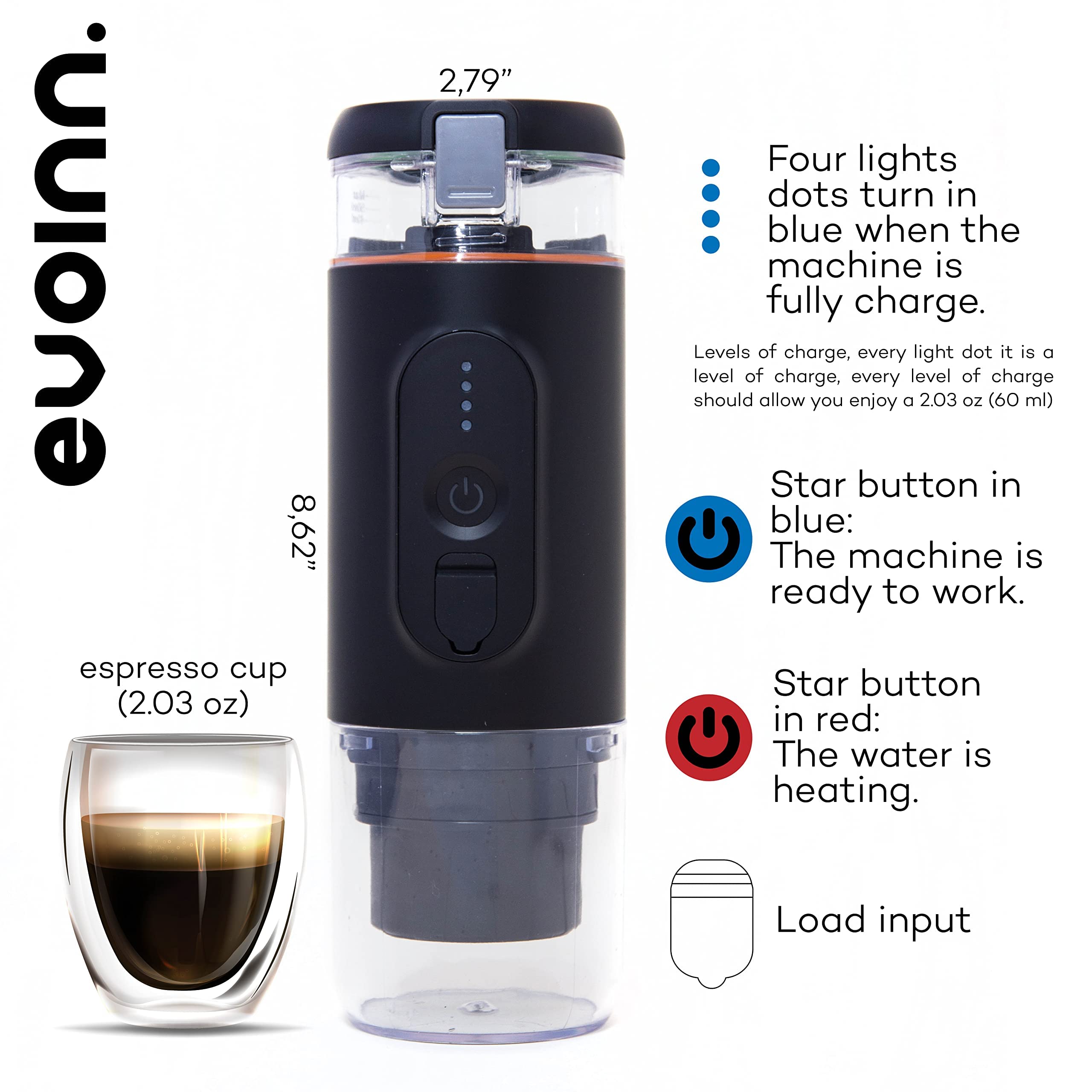Portable Coffee Maker; Espresso Coffee Maker, Travel Coffee Maker, for Outdoor, Car and Office Use, Compatible with Capsules and Ground Coffee 2 in 1 (Black)