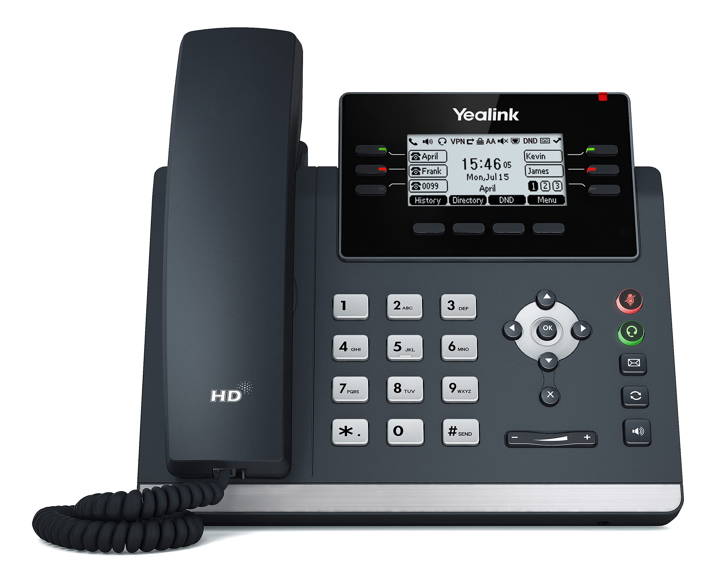 يالينك SIP-T42U هاتف يعمل ببروتوكولات الانترنت الرمادية شاشة كريستال سائل LCD الشبكات