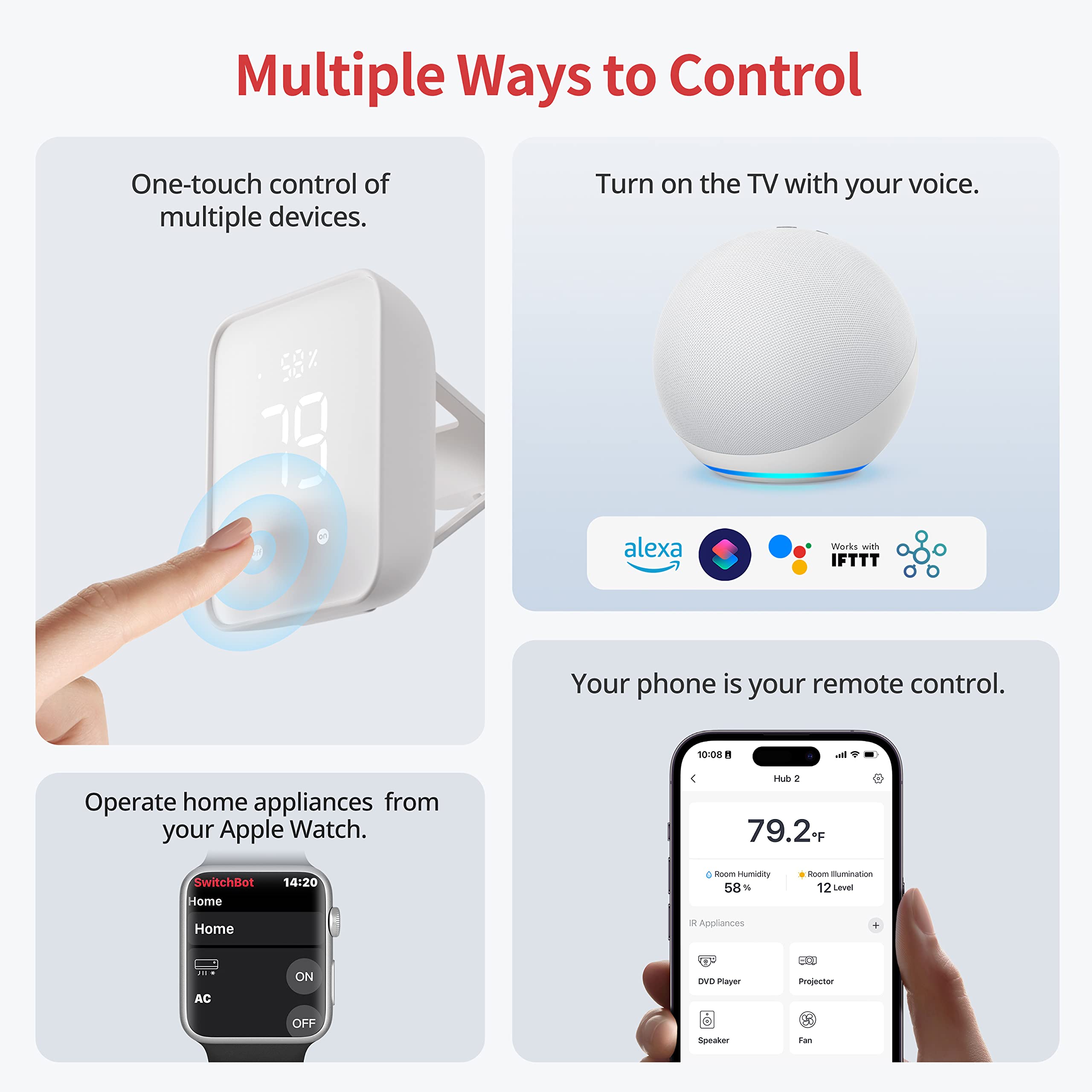 SwitchBot Blind Tilt Automatic Blind Opener 3-Pack & Hub 2- Smart Motorized Blinds with Bluetooth/IR Remote Control, WiFi Thermometer Hygrometer, Light Sensor, Work with Alexa, Google Home, HomeKit