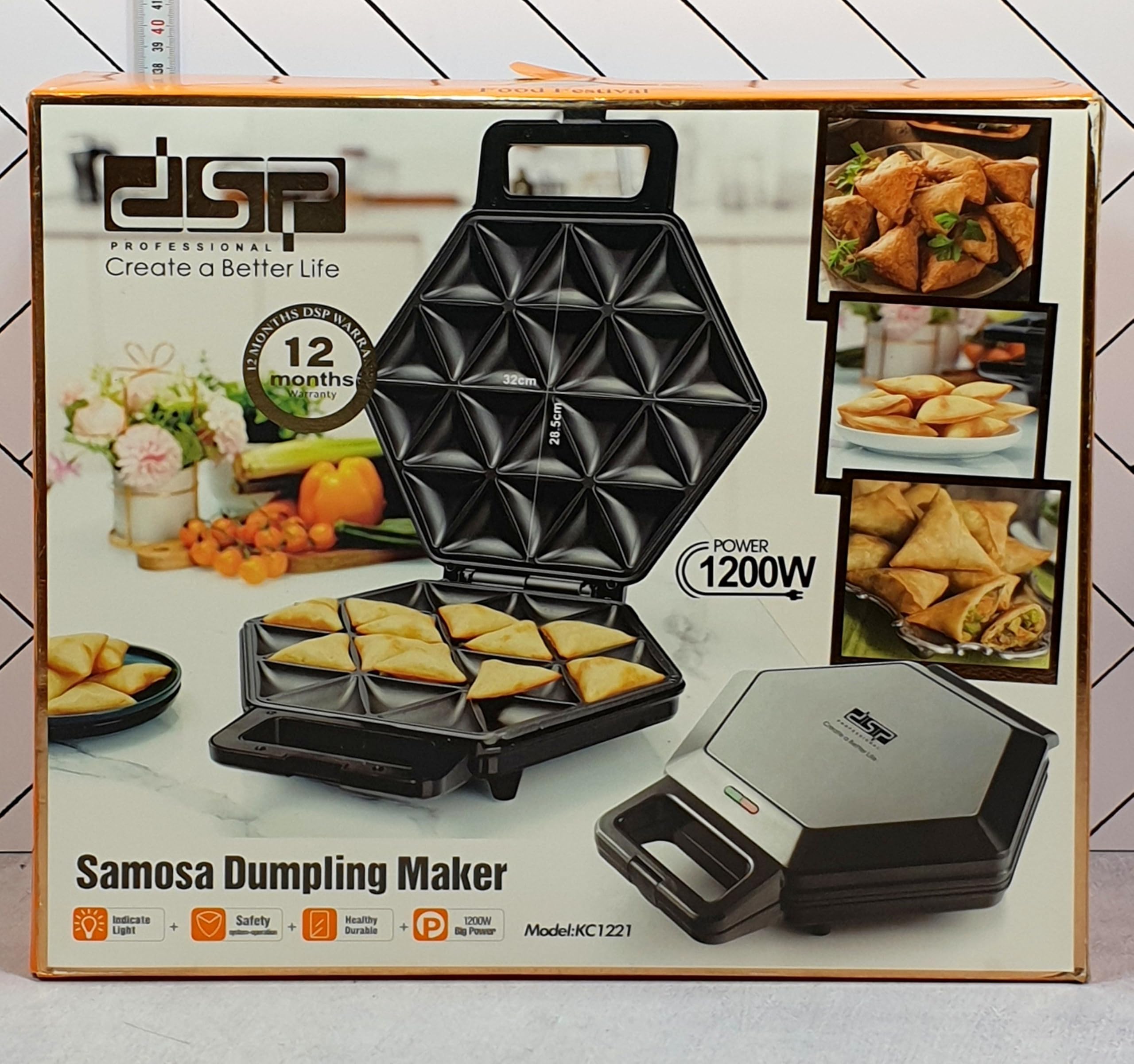 DSP Samosa Maker KC1221 with 8 Cavity Molds, 1200 Watt Power, Non-Stick Coating, Ideal for Home or Commercial Use