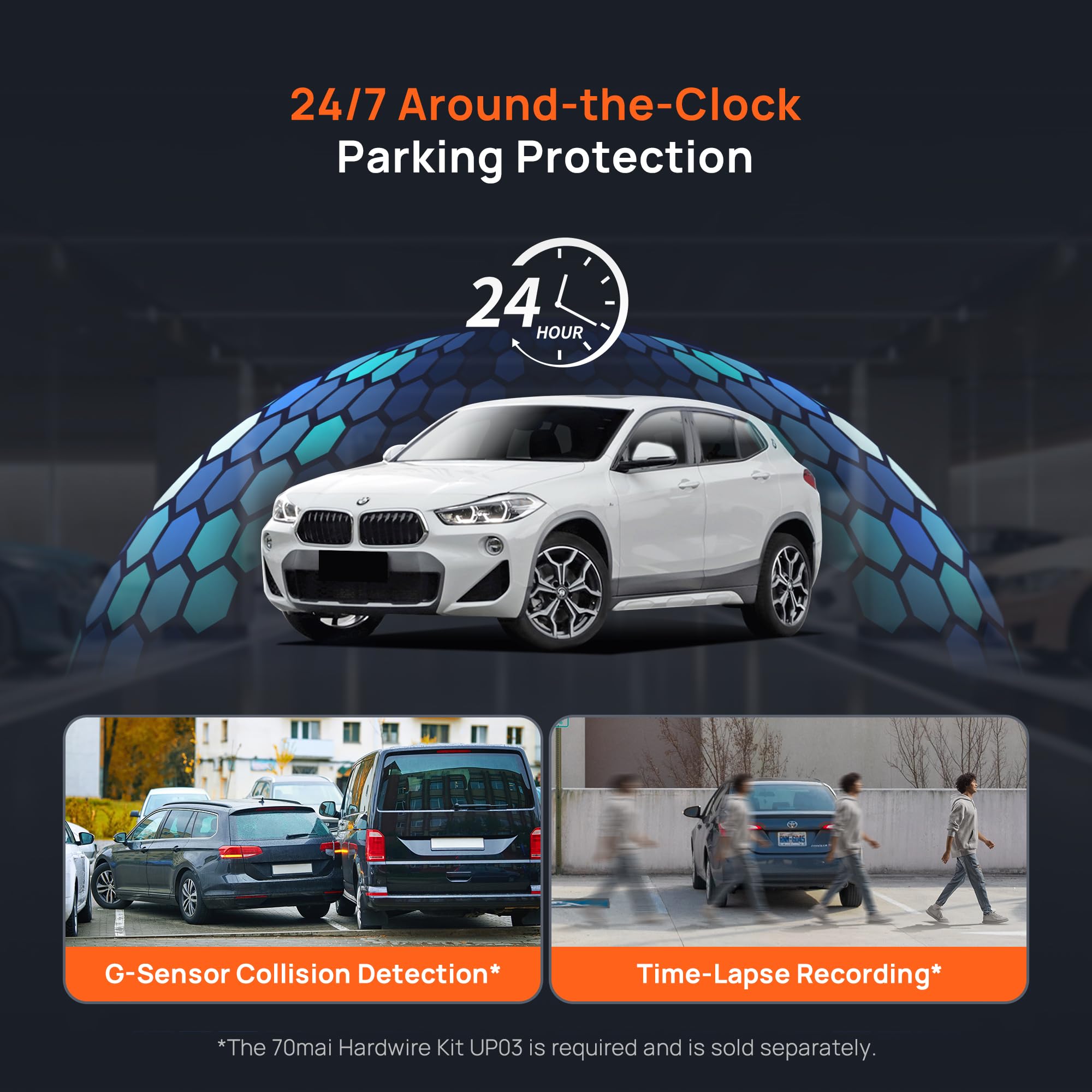 70mai 4K Dash Cam Front and Rear, Car Camera with HDR Night Vision, Built in WiFi6, GPS & ADAS, 24H Parking Mode, Time-Lapse, Voice Control, Loop Recording, Supercapacitor Support 512GB(A800SE)