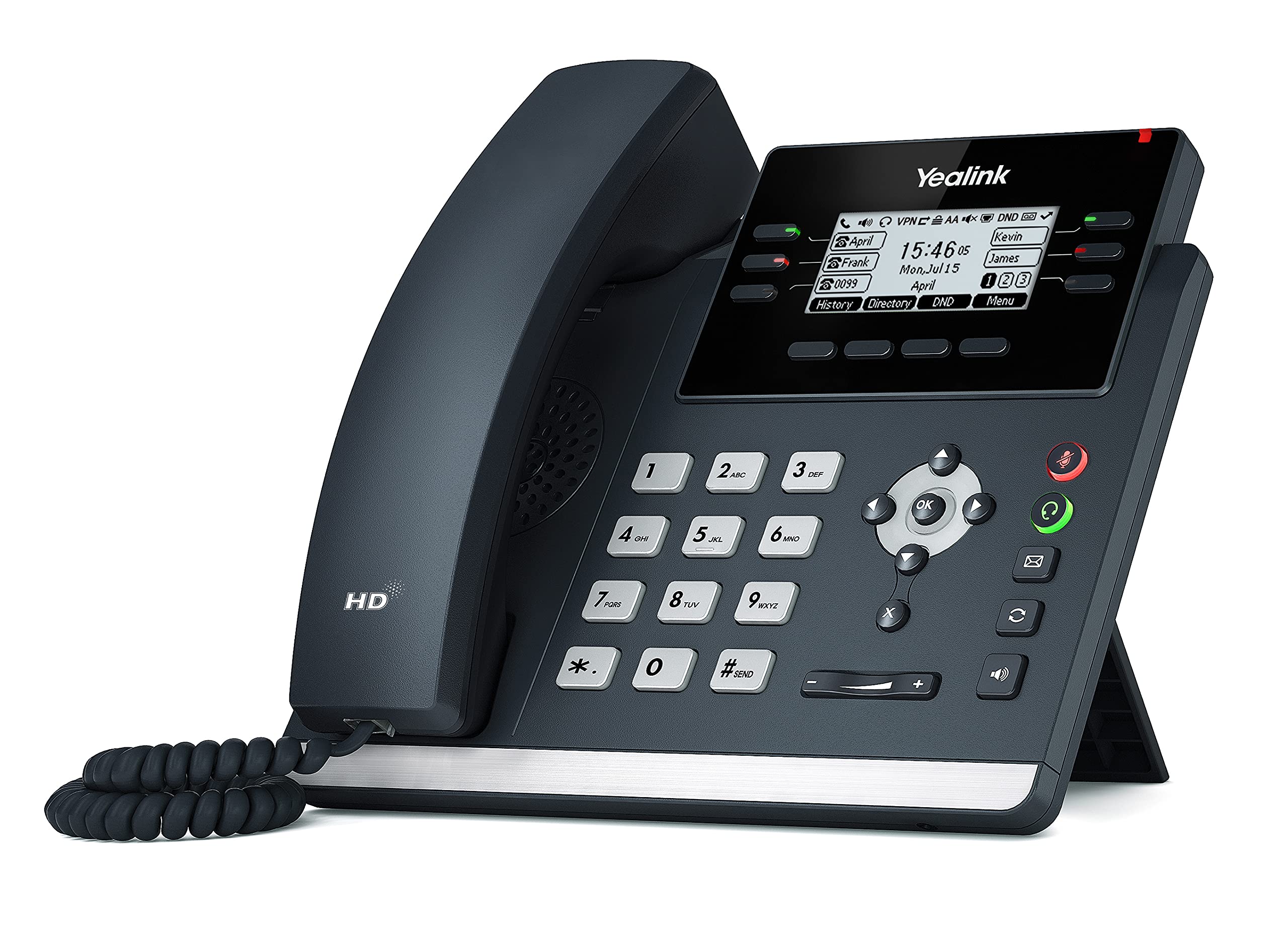 يالينك SIP-T42U هاتف يعمل ببروتوكولات الانترنت الرمادية شاشة كريستال سائل LCD الشبكات