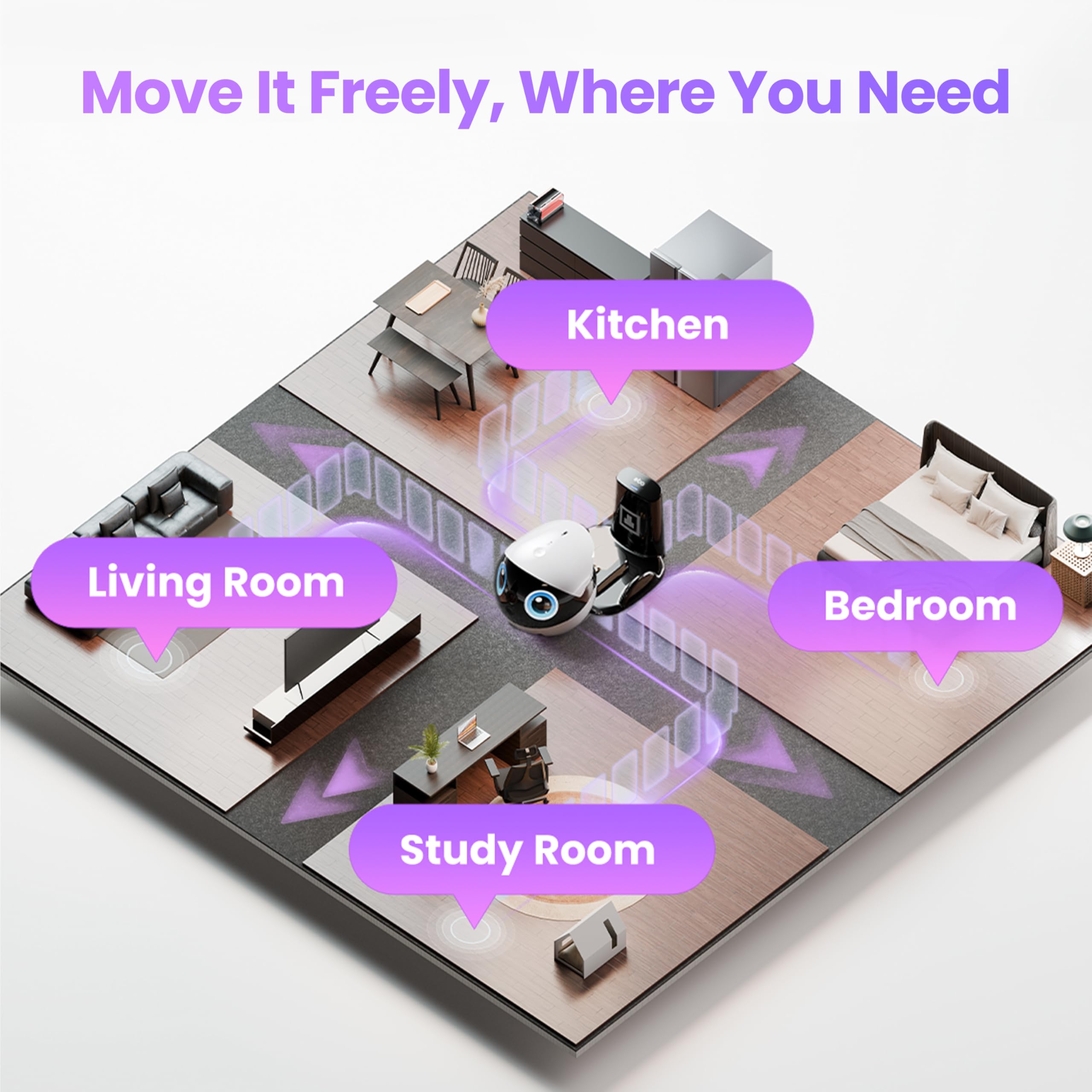 Enabot EBO Air 2 Plus Family Bot 3K Home Camera Robot: Indoor Camera, Mobile Robot Companion, Two-Way Video, AI Chat Mode, Auto Charging, Long Battery Life, Custom Face Portrait, Night Vision