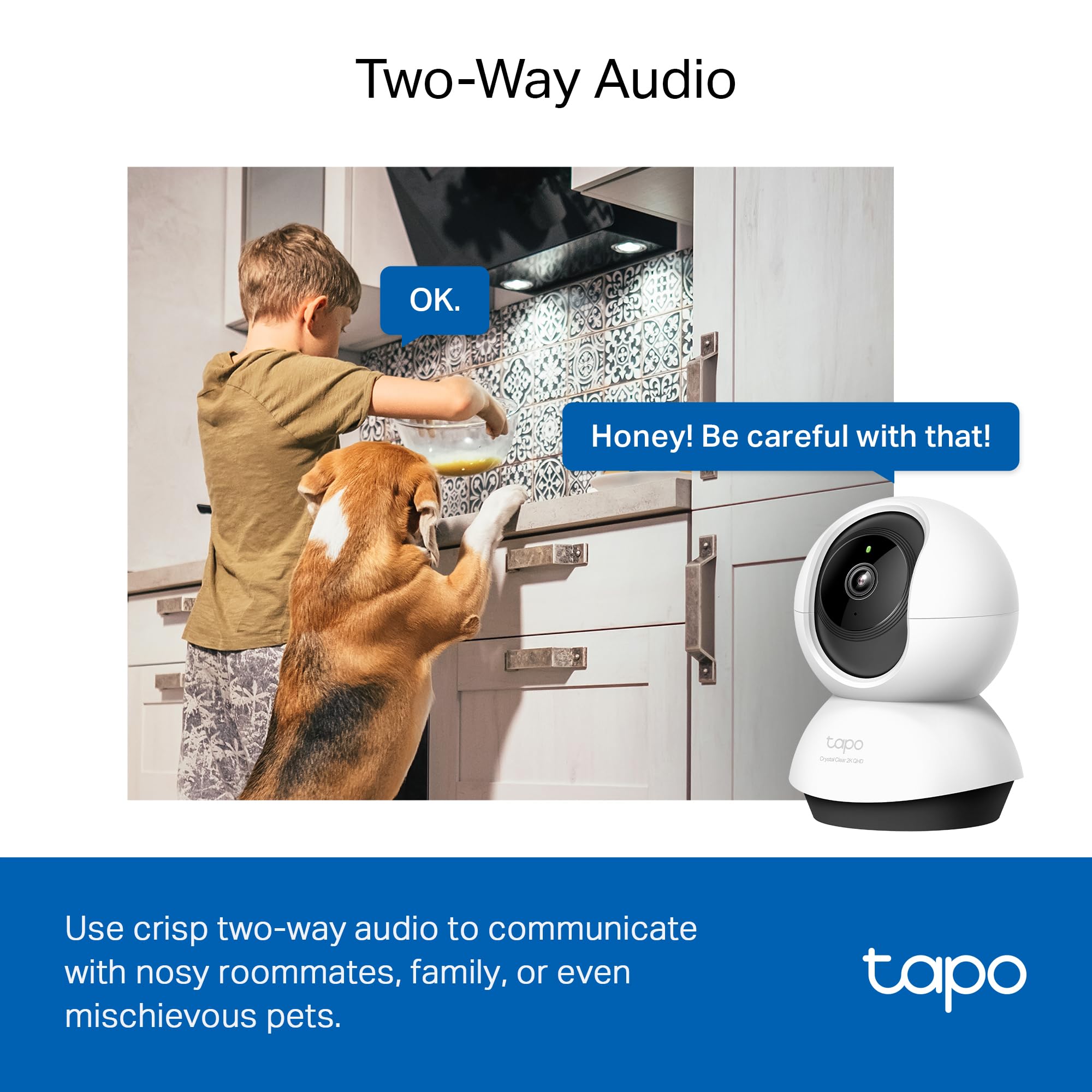 Tapo C220 2K Pan/Tilt Indoor Camera, WiFi Security Camera, AI Detection, Customizable Privacy Mode, Two-Way Audio, Night Vision, Cloud & Local Storage, Works with Alexa & Google