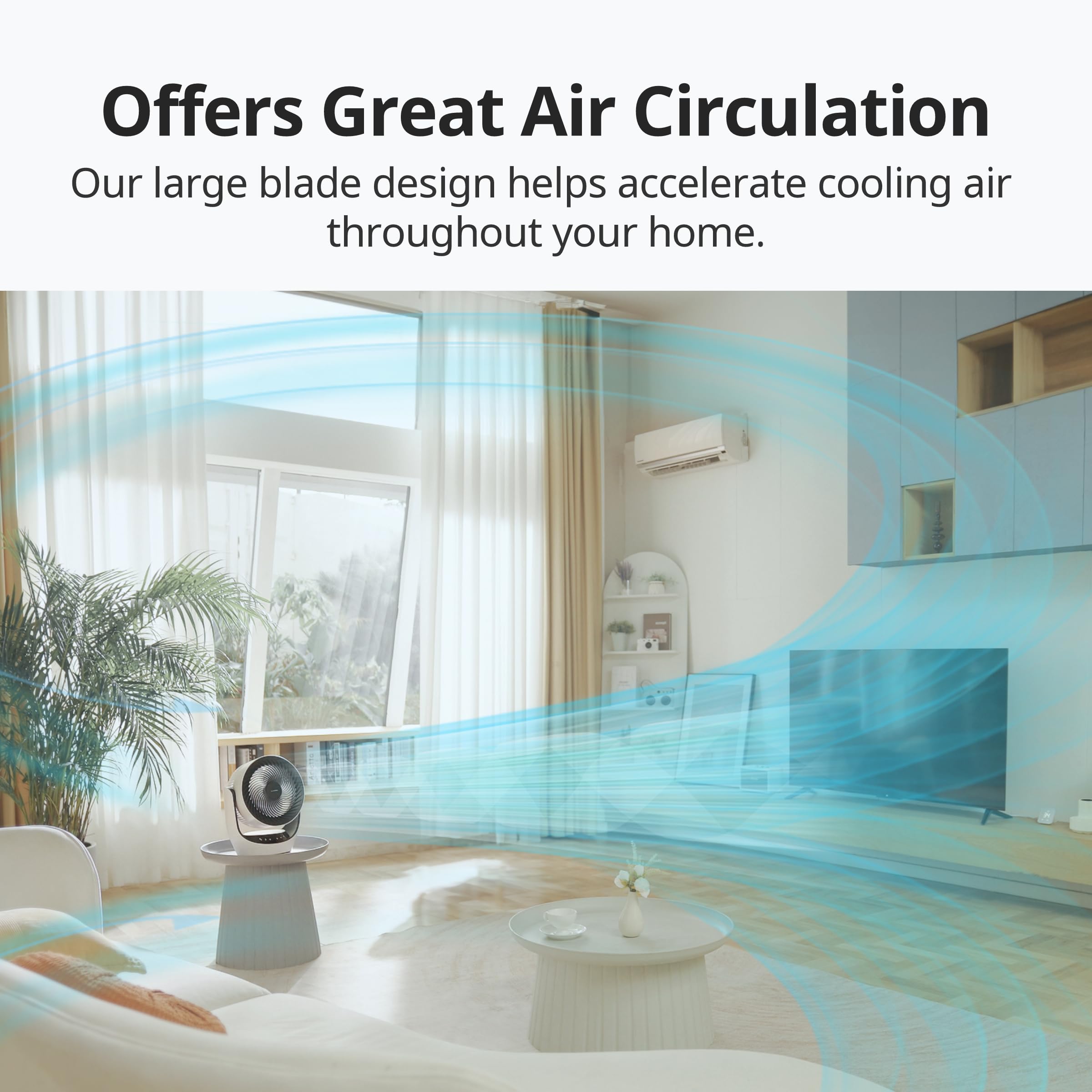 SwitchBot Smart Air Circulator Fan, Portable Battery Circulation Fan for Indoor/Outdoor Use, 24db Ultra Quiet, 9 Speeds Strong Airflow, 9H Timer, Compatible with Alexa When Paired Hub