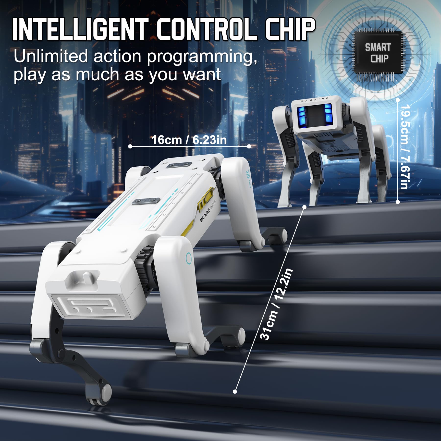 Smart Robot Dog - AI Programmable STEM Toy with Dance, Kungfu & Voice Control, 25+ Interactive Actions, App/Remote Control, Rechargeable Gift for Kids Ages 6+ (iOS & Android)