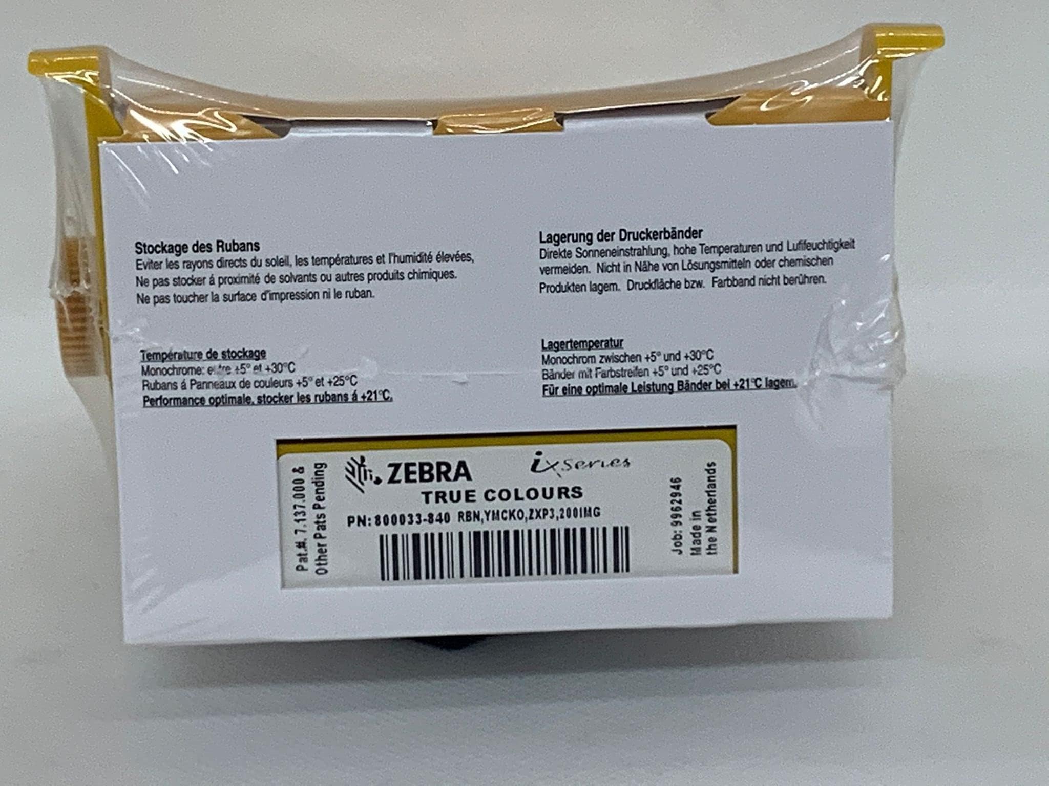 Zebra Technologies 800033-840 COLOR RIBBON YMCKO - 200 IMAGES FOR ZXP3 - (Unclassified > Unclassified)