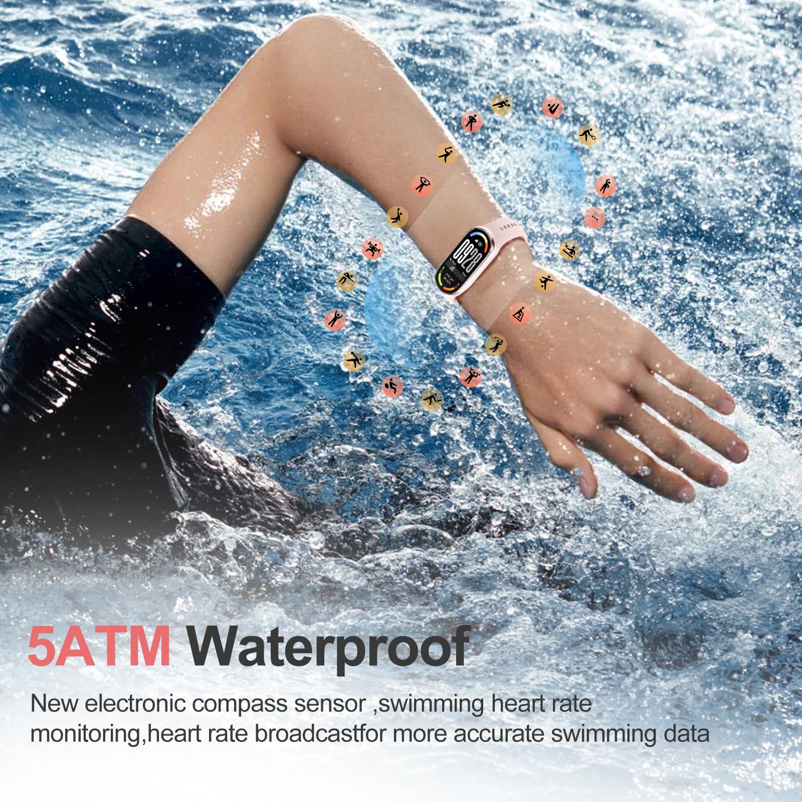 Xiaomi Smart Band 10-1.72 AMOLED Display with 1500 Nits, Sleep and Heart Rate Monitor, 5ATM Waterproof, 21 Days Battery Life, 60 Hz Refresh Frequency, 150+ Modes