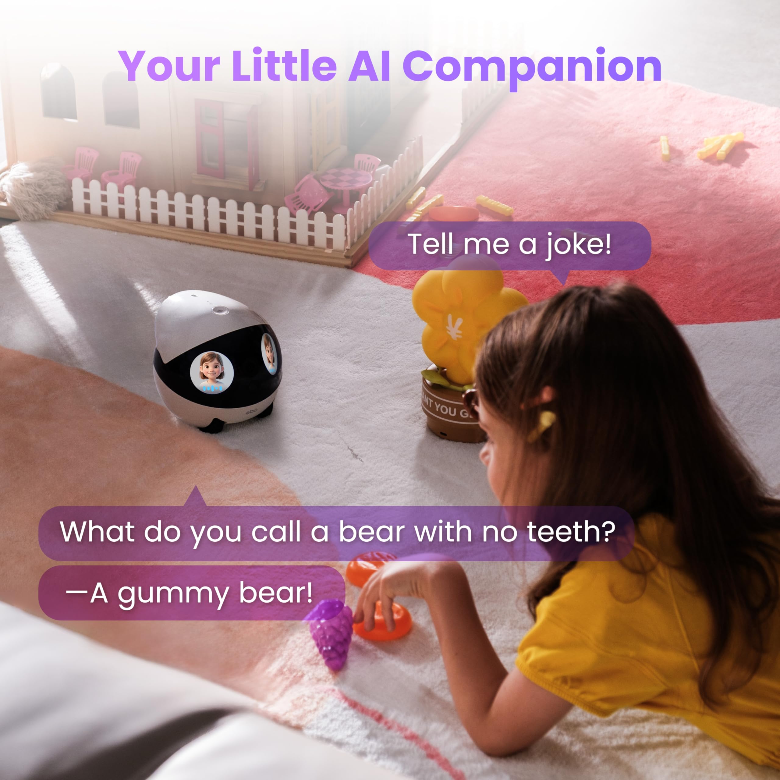 Enabot EBO Air 2 Plus Family Bot 3K Home Camera Robot: Indoor Camera, Mobile Robot Companion, Two-Way Video, AI Chat Mode, Auto Charging, Long Battery Life, Custom Face Portrait, Night Vision