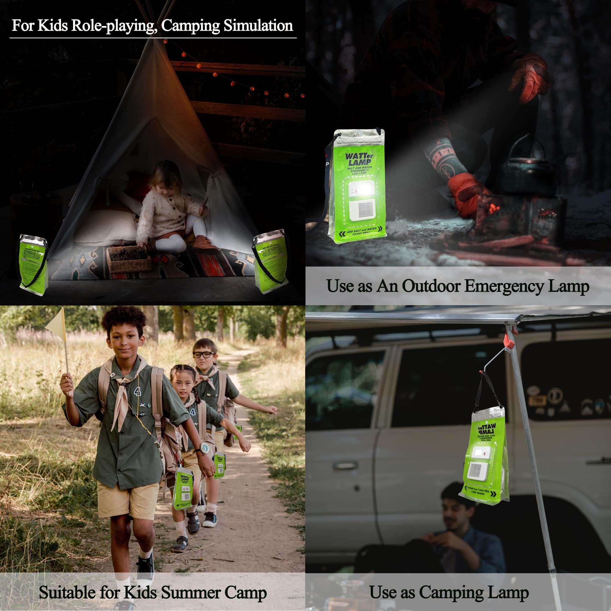 Salt Water Lamp Emergency Lighting Outdoor Lamp No Battery Pollution-Free Environmental Protection Lighting, Suitable for Outdoor Activities, Sustainable Use for 140 Hours