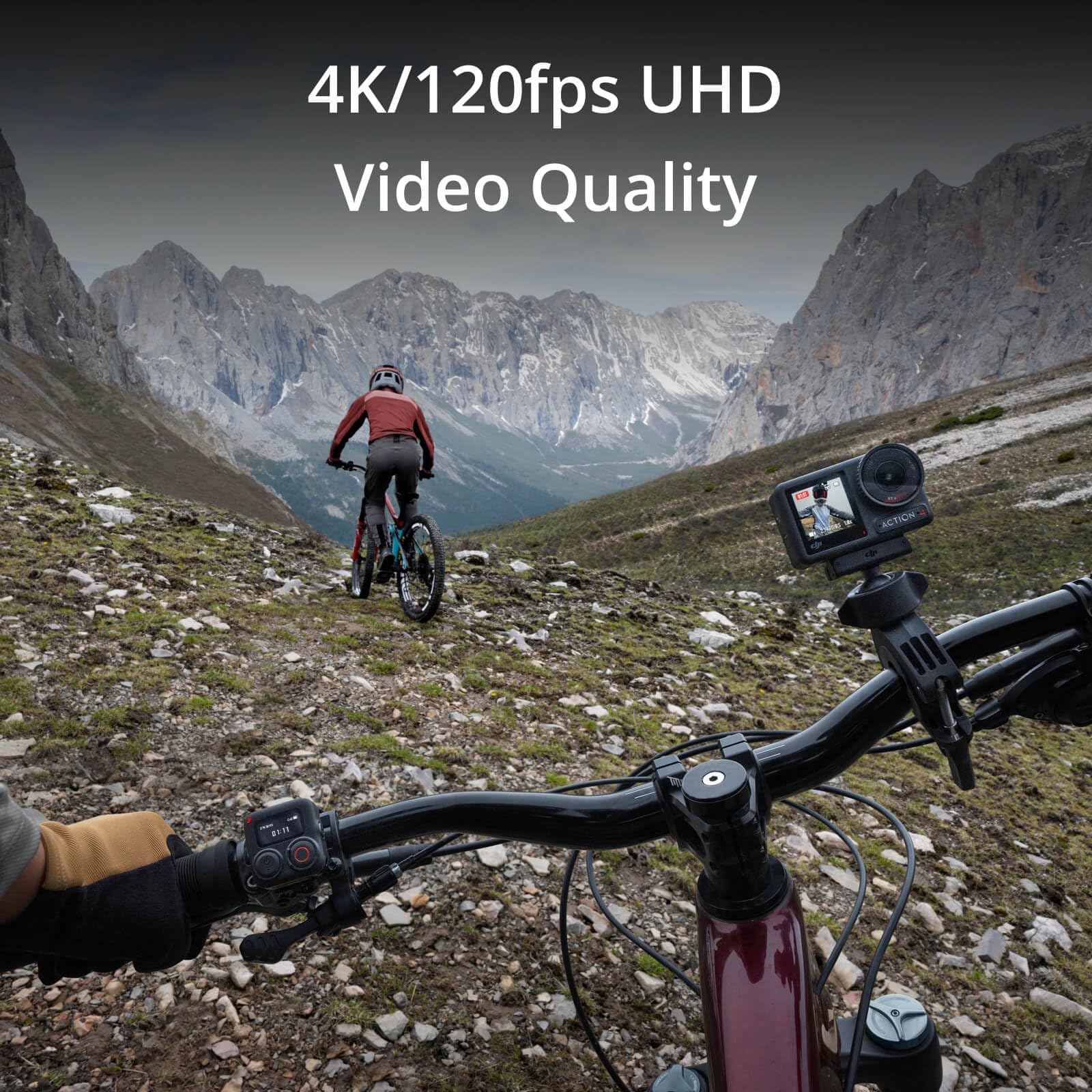 DJI كاميرا اكشن 4 ادفنتشر كومبو من اوسمو - كاميرا مقاومة للماء بدقة 4K/120fps مع مستشعر 1/1.3 انش، أداء ملون 10 بت ودي لوج، مجال رؤية عريض 155 درجة، 3 بطاريات اضافية، اصدار الامارات العربية المتحدة مع