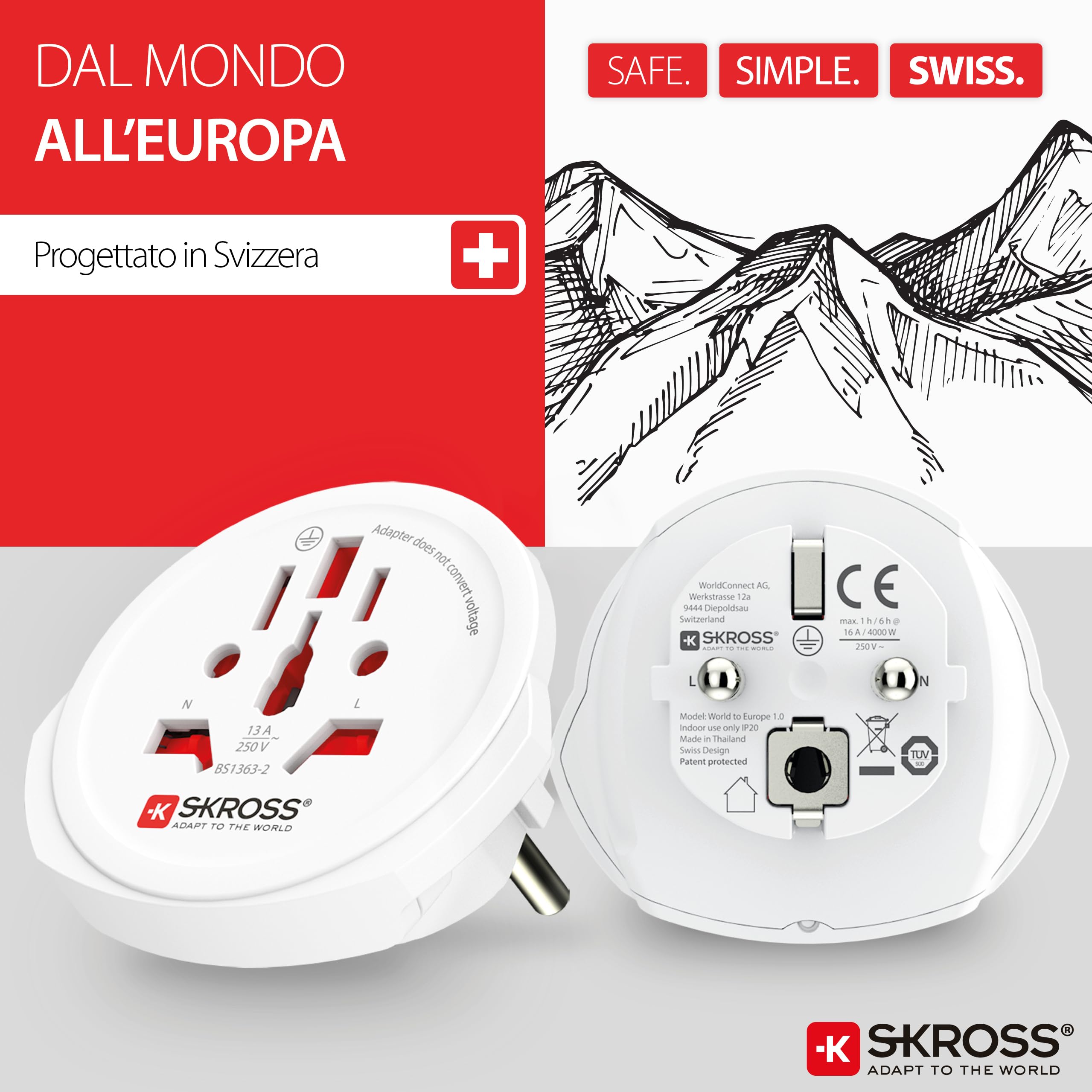 Skross 1500211-E World to Europe Single Adapter