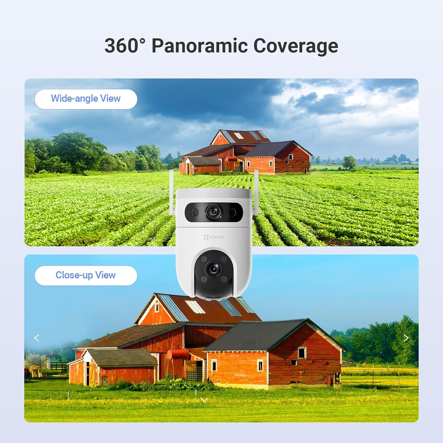 EZVIZ by Hikvision | 3K H9C Dual-Lens Camera 4K (5MP+5MP) Pan & Tilt WiFi | Two-Way Talk | AI Human/Vehicle Detection | Active Defense with Siren and Strobe Light
