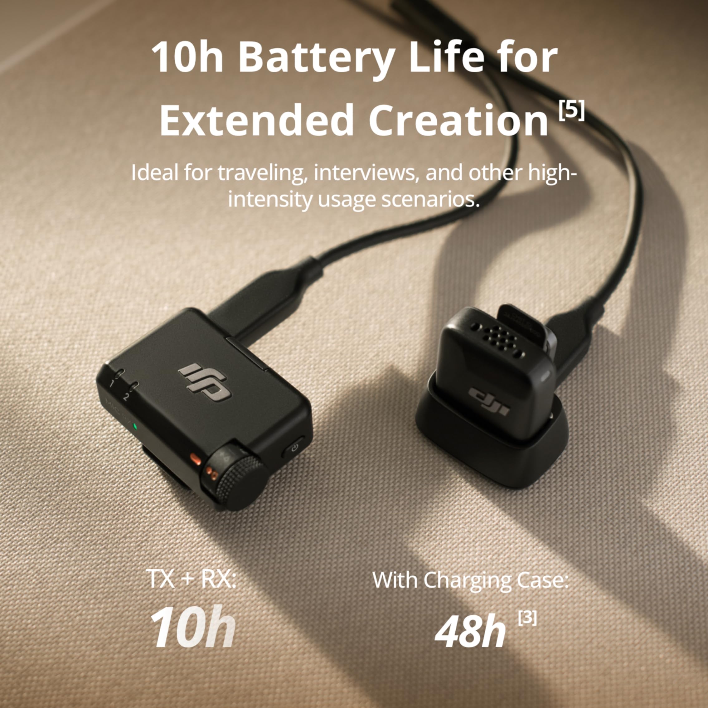 DJI ميكروفون صغير (1TX+1RX)، خفيف للغاية، صوت غني بالتفاصيل، الغاء الضوضاء، تحديد تلقائي، ميكروفون لاسلكي للكاميرا/ايفون/اندرويد، مدونة فيديو، نقل 400 متر - اصدار الامارات العربية المتحدة، دعم ضمان