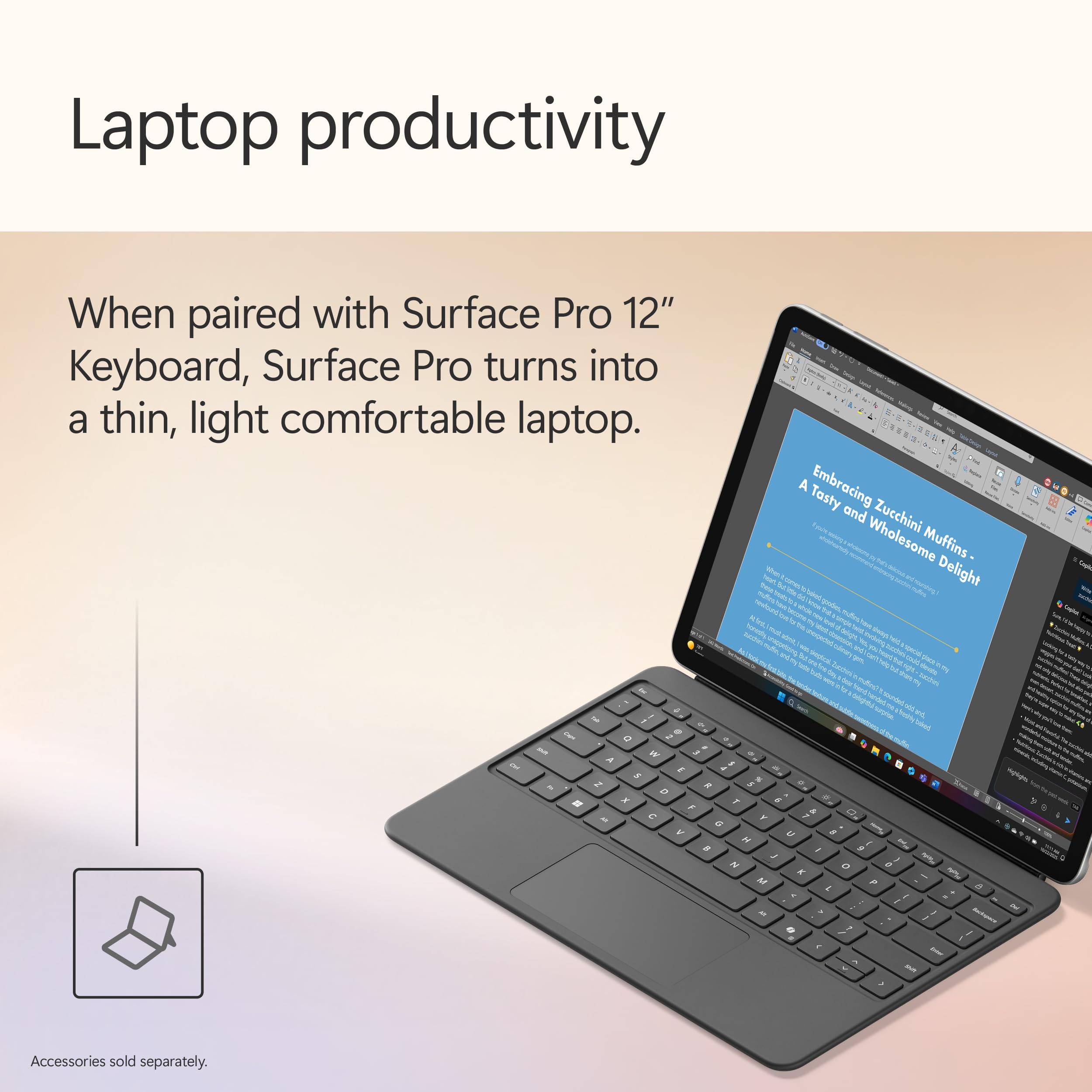 Microsoft Surface Pro 2-in-1 Laptop/Tablet (2025), Windows 11 Copilot+ PC, 12" Touchscreen Display, Snapdragon X Plus (8 Core), 16GB RAM, 256GB Storage, Platinum