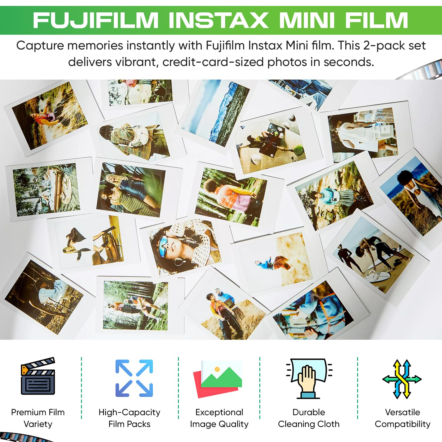 فوجي فيلم فيلم انستاكس ميني - عبوة مزدوجة (اجمالي 40 EXP)، ايزو 800، متوافق مع موديلات انستاكس ميني ايفو، 12، 11، 9