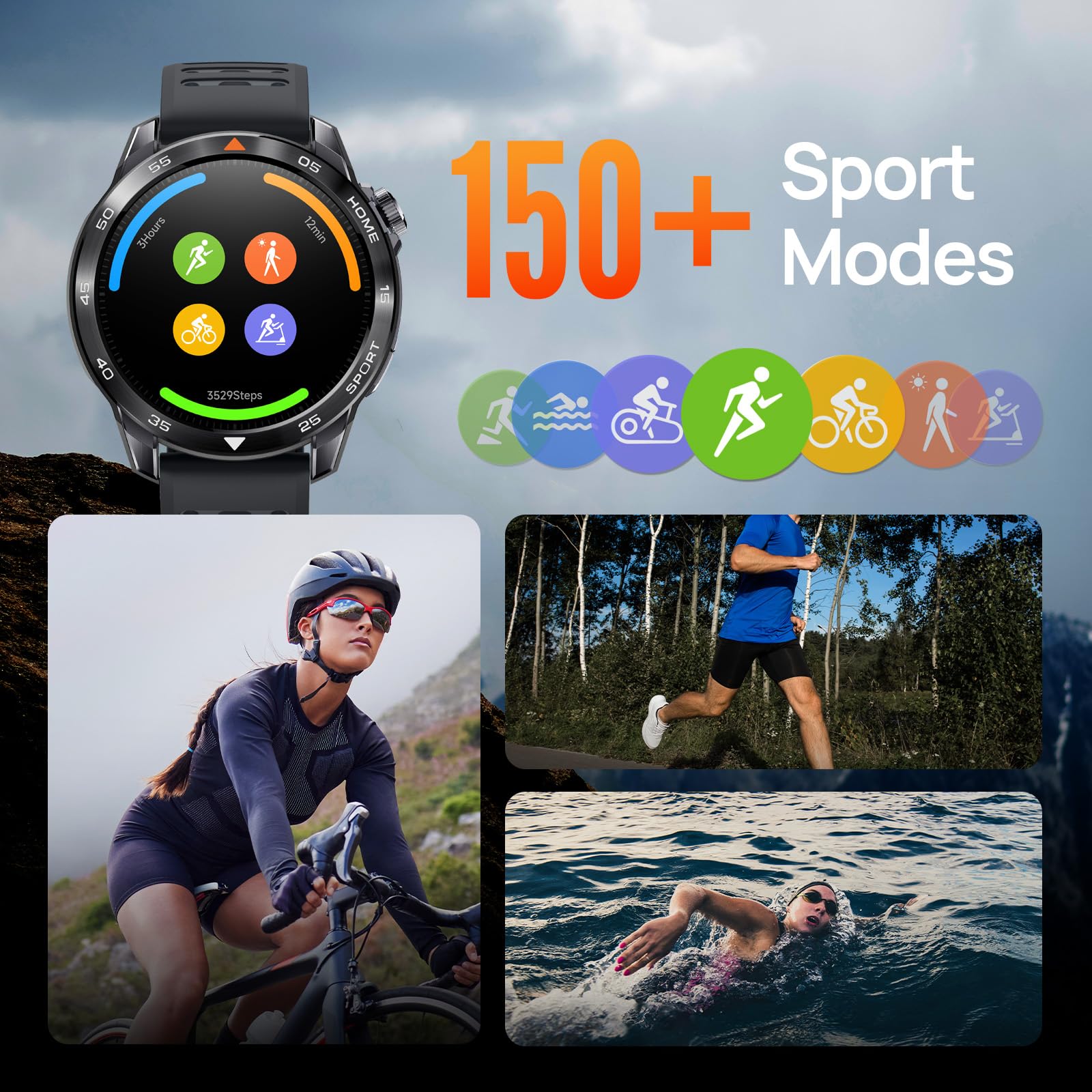 Mibro GS Pro 2 Smartwatch 1.43" AMOLED Multi-Sport with Dual-Band GNSS for Swimming, Cycling, Running, Hiking, Skiing, Paddle (Dark Gray)