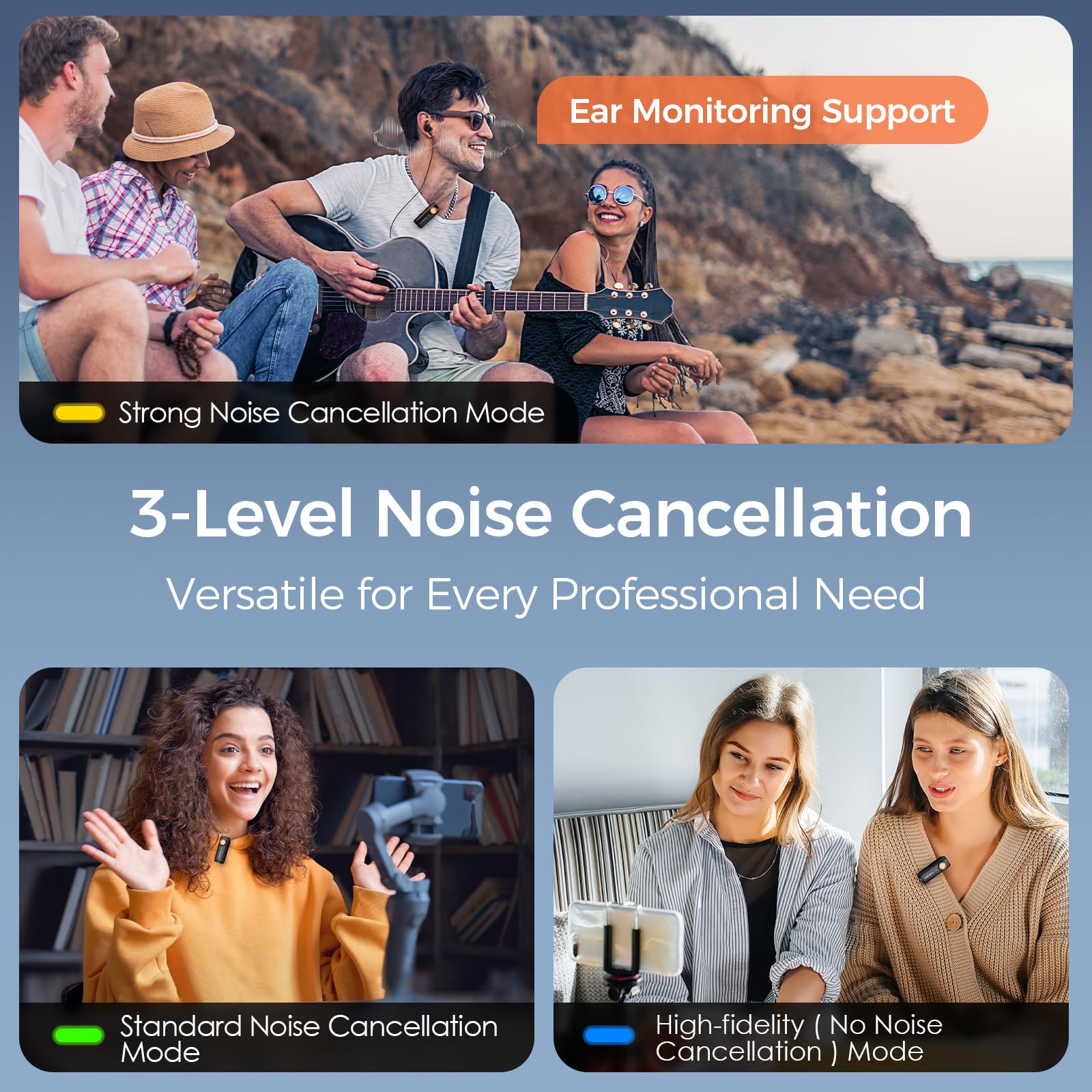 hohem MIC-01 Wireless Lavalier Microphone for iPhone iPad, Dual Channel Recording, 360° Audio Recording, 20H Usage Time, Certi-ficato MFi, DSP Noise Cancellation for Vlog
