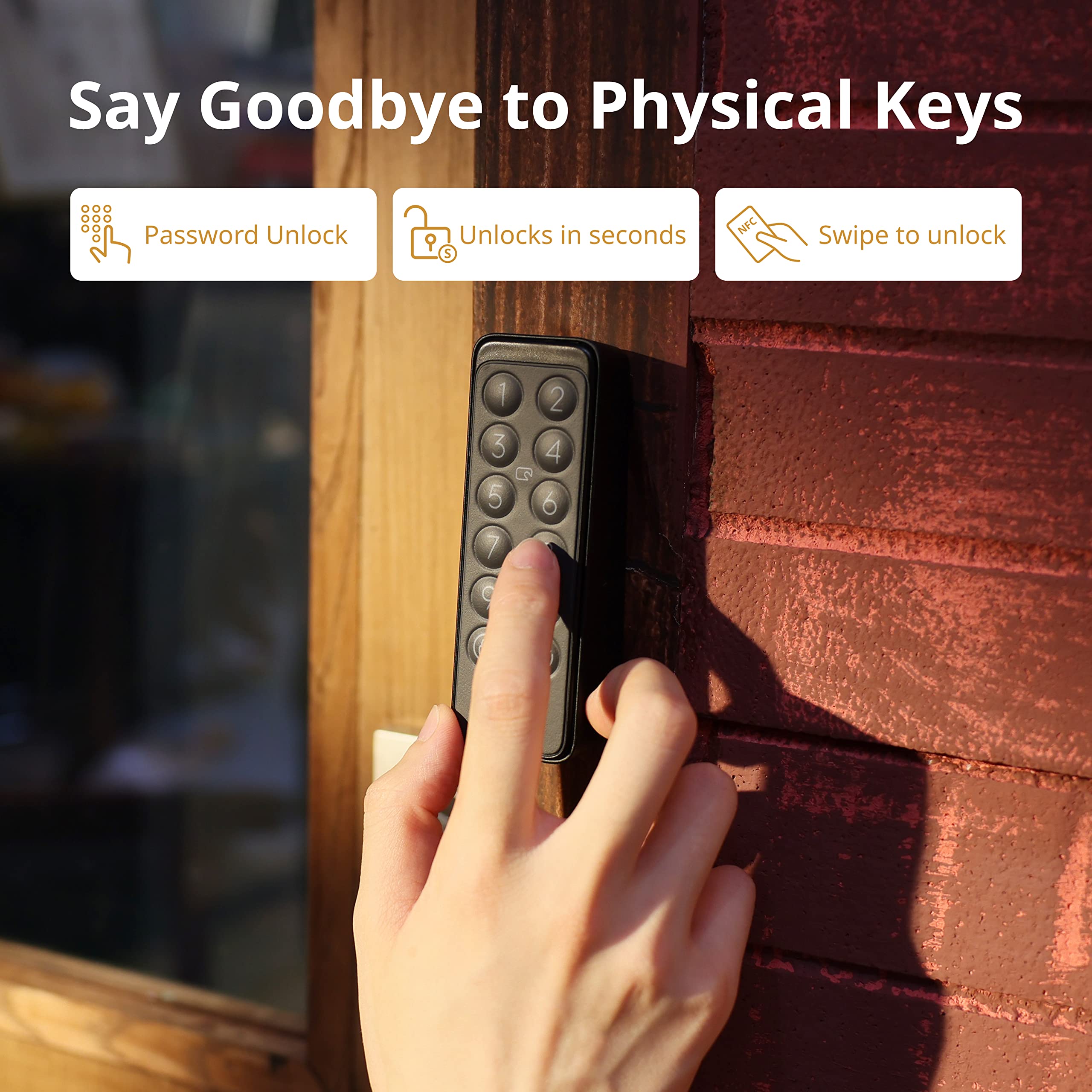 SwitchBot Smart Keypad for SwitchBot Lock, Keyless Home Entry, IP65 Waterproof, Supports Virtual Passwords for Home Security, 2 Years Battery Life