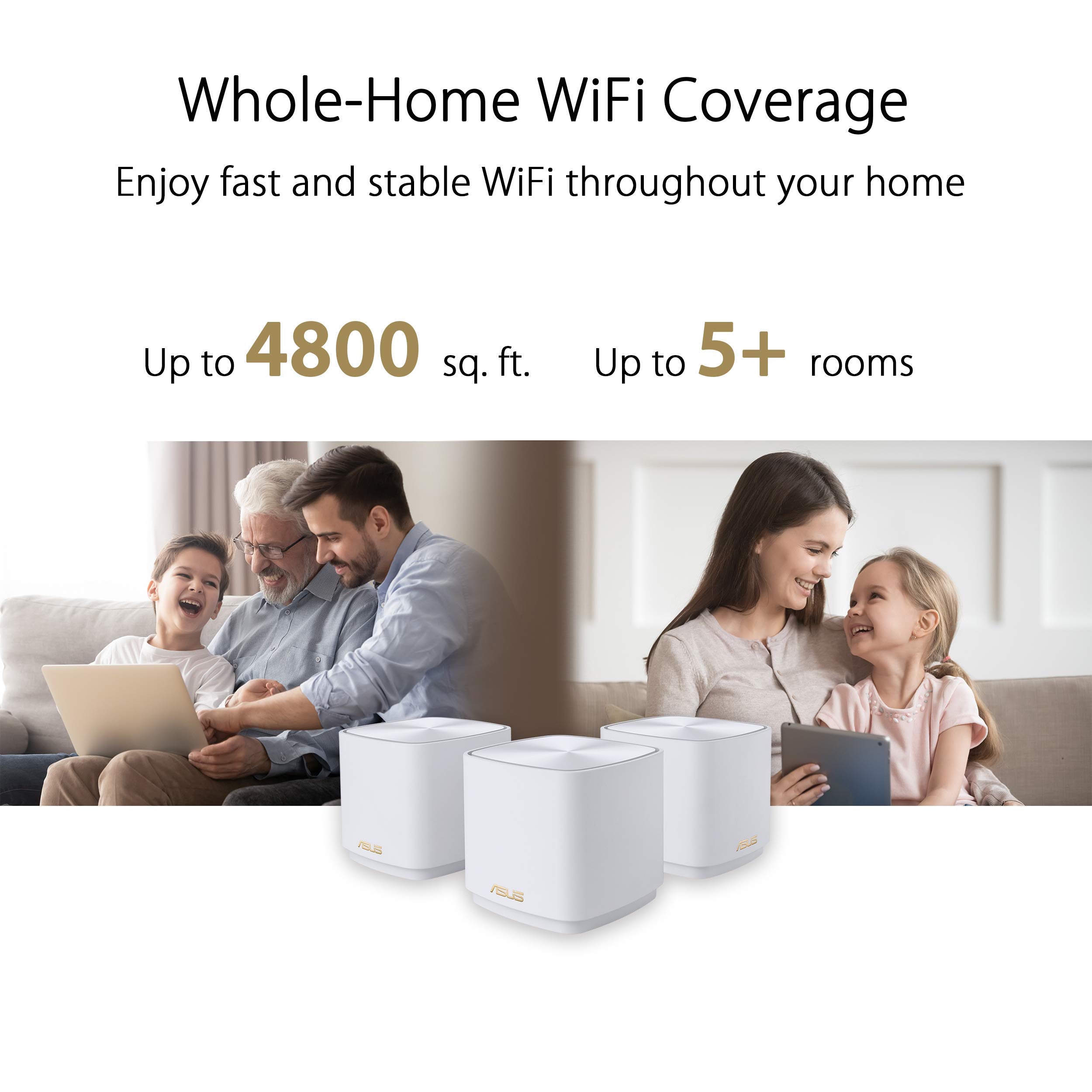 ASUS ZenWiFi AX Mini,Mesh WiFi 6 System (AX1800 XD4 1PK)-Whole Home Coverage up to 4800 sq.ft & 5+ Rooms, AiMesh - Black