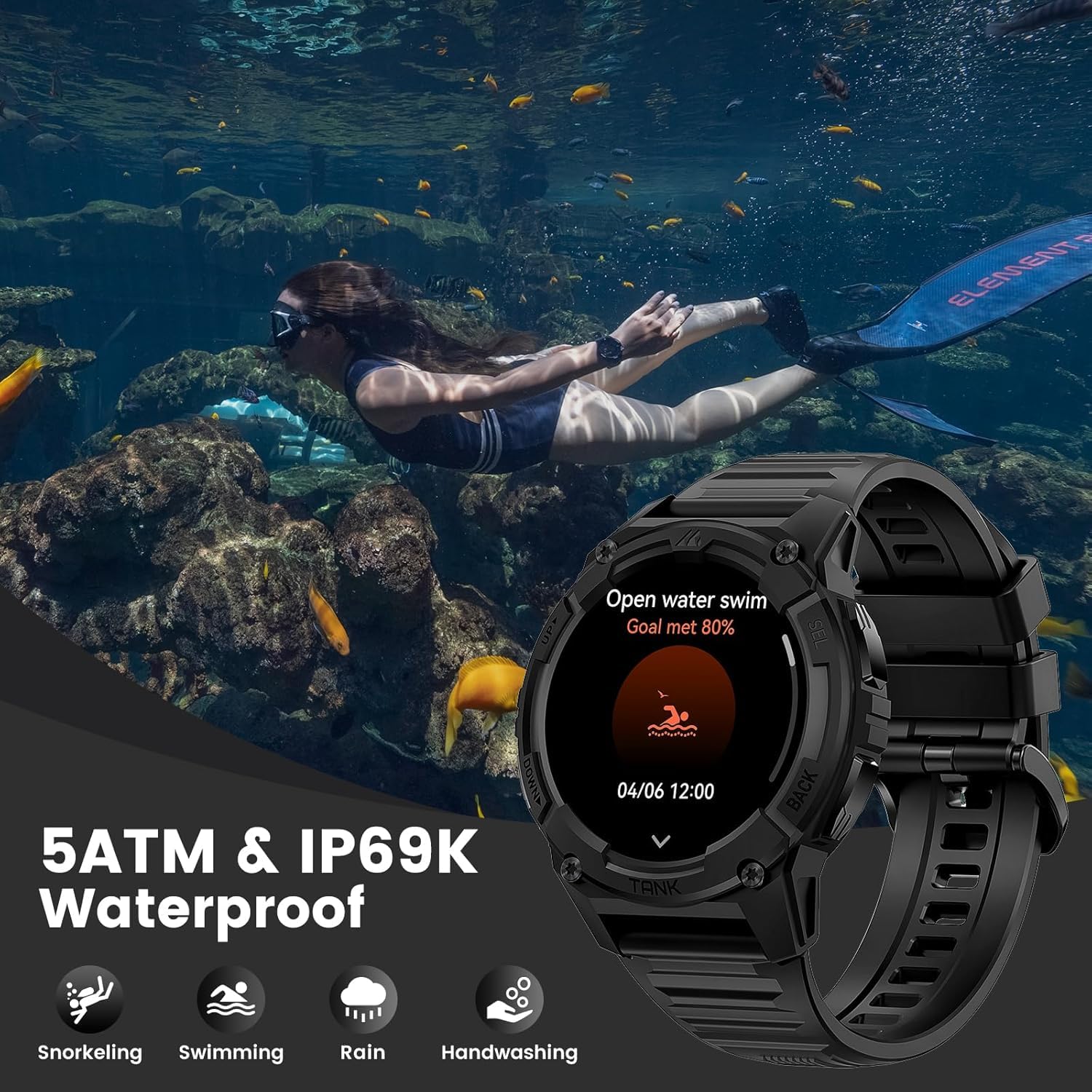 KOSPET Tank S2 Smart Watch for Men/Women GPS, 5ATM Waterproof, Pressure/Altitude/Compass, 1.32" AMOLED Display Fitness Tracker(Answer/Make Call), AI Voice Assistant, 24H Sleep/Hear Rate Monitor