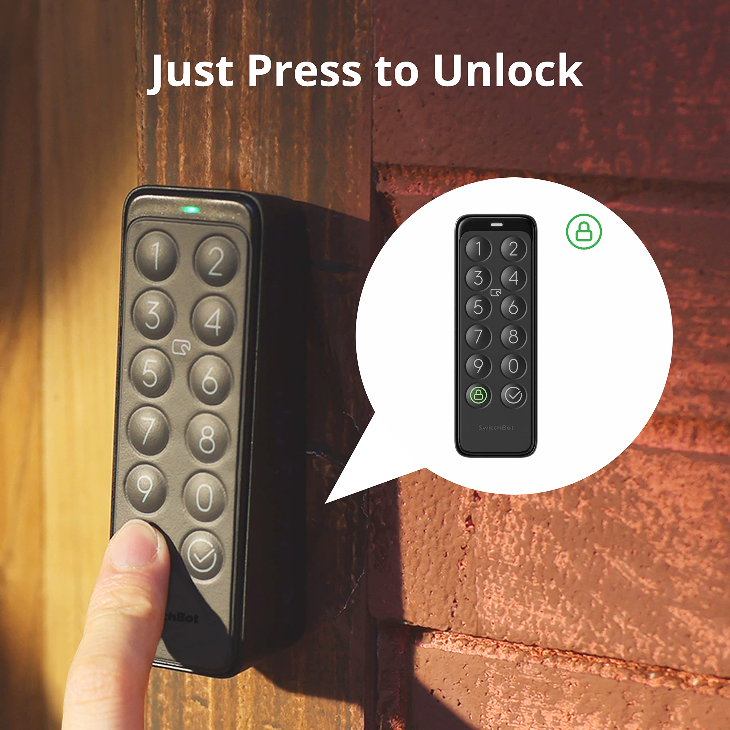SwitchBot Smart Keypad for SwitchBot Lock, Keyless Home Entry, IP65 Waterproof, Supports Virtual Passwords for Home Security, 2 Years Battery Life