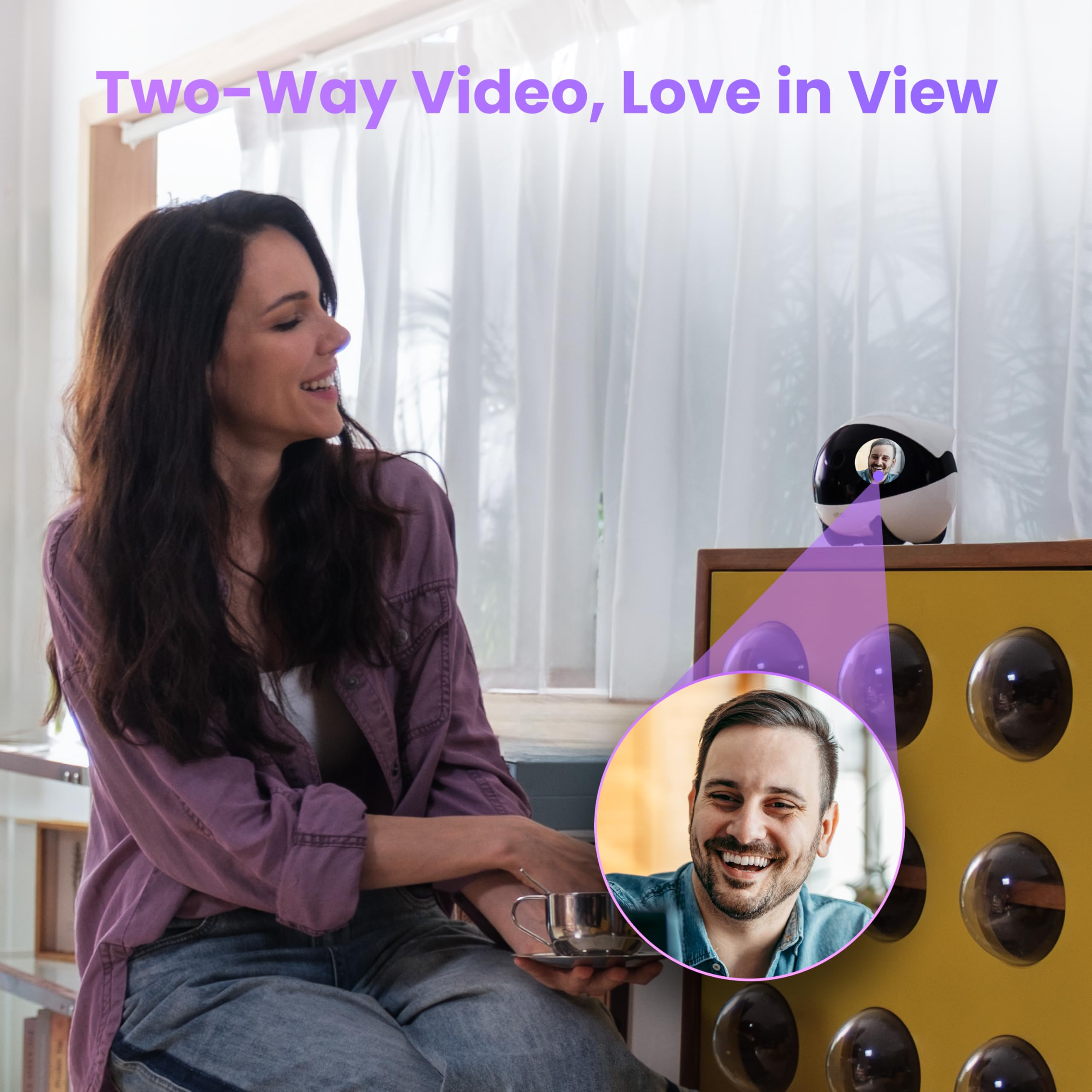 Enabot EBO Air 2 Plus Family Bot 3K Home Camera Robot: Indoor Camera, Mobile Robot Companion, Two-Way Video, AI Chat Mode, Auto Charging, Long Battery Life, Custom Face Portrait, Night Vision