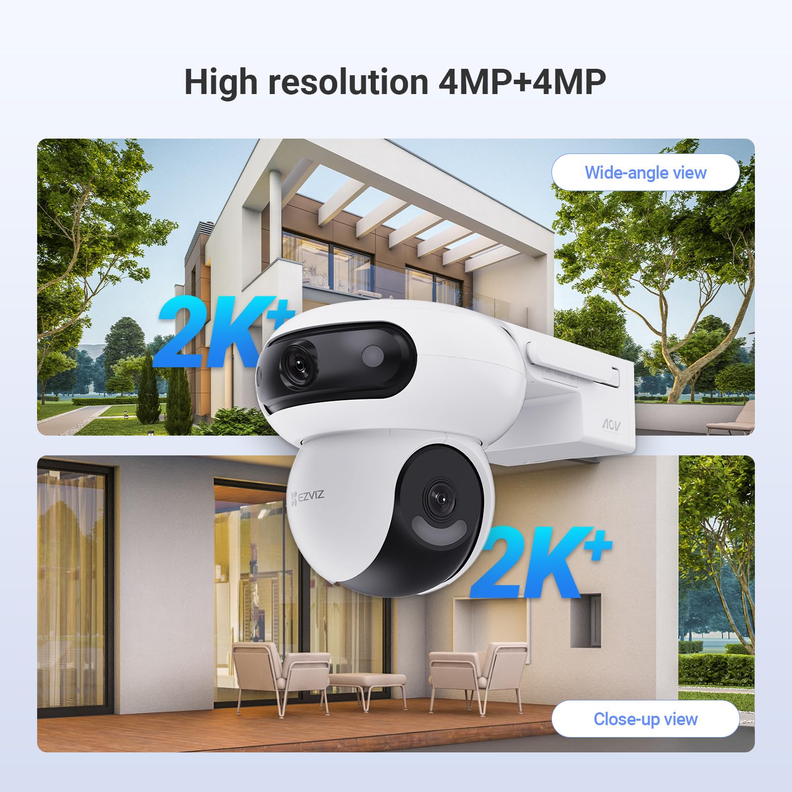 HB90+8W Solar Panel 4MP+4MP 360 Wireless Wifi Surveillance Camera on 10400mAh Motorized Dual Lens Battery, Always-on Mode, Person/Vehicle Detection, Auto Tracking