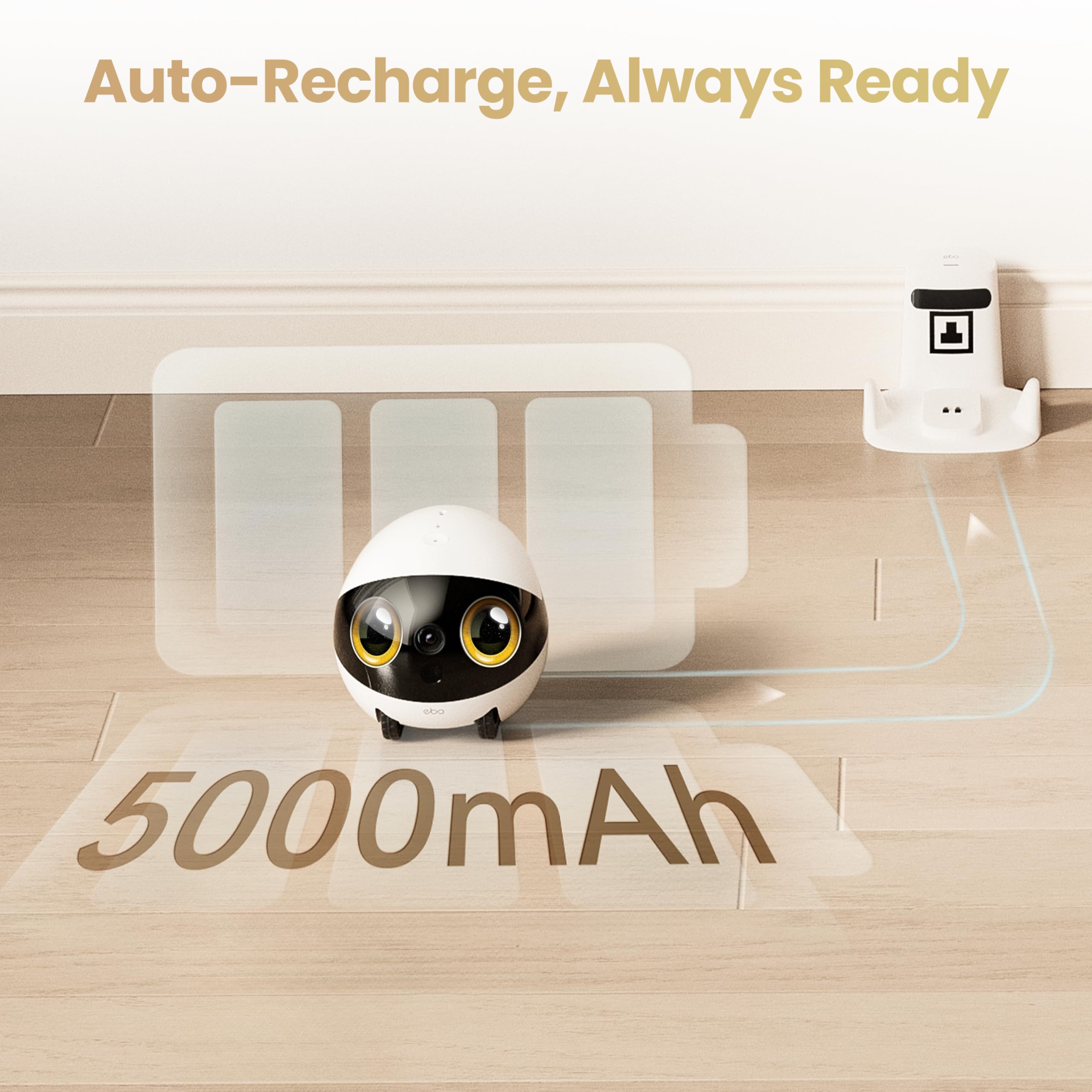 Enabot EBO Air 2S FamilyBot - Robot Intelligent Surveillance Camera, 2.5K Patrol AI Tracking, Pet Camera, Two-Way Audio, Auto Charging