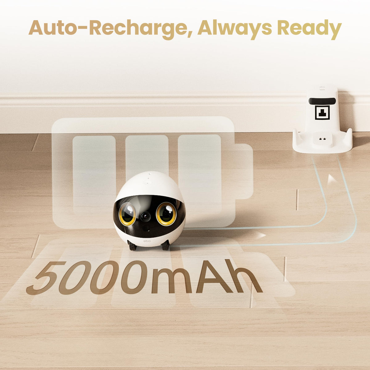 Enabot EBO Air 2S FamilyBot - Robot Intelligent Surveillance Camera, 2.5K Patrol AI Tracking, Pet Camera, Two-Way Audio, Auto Charging