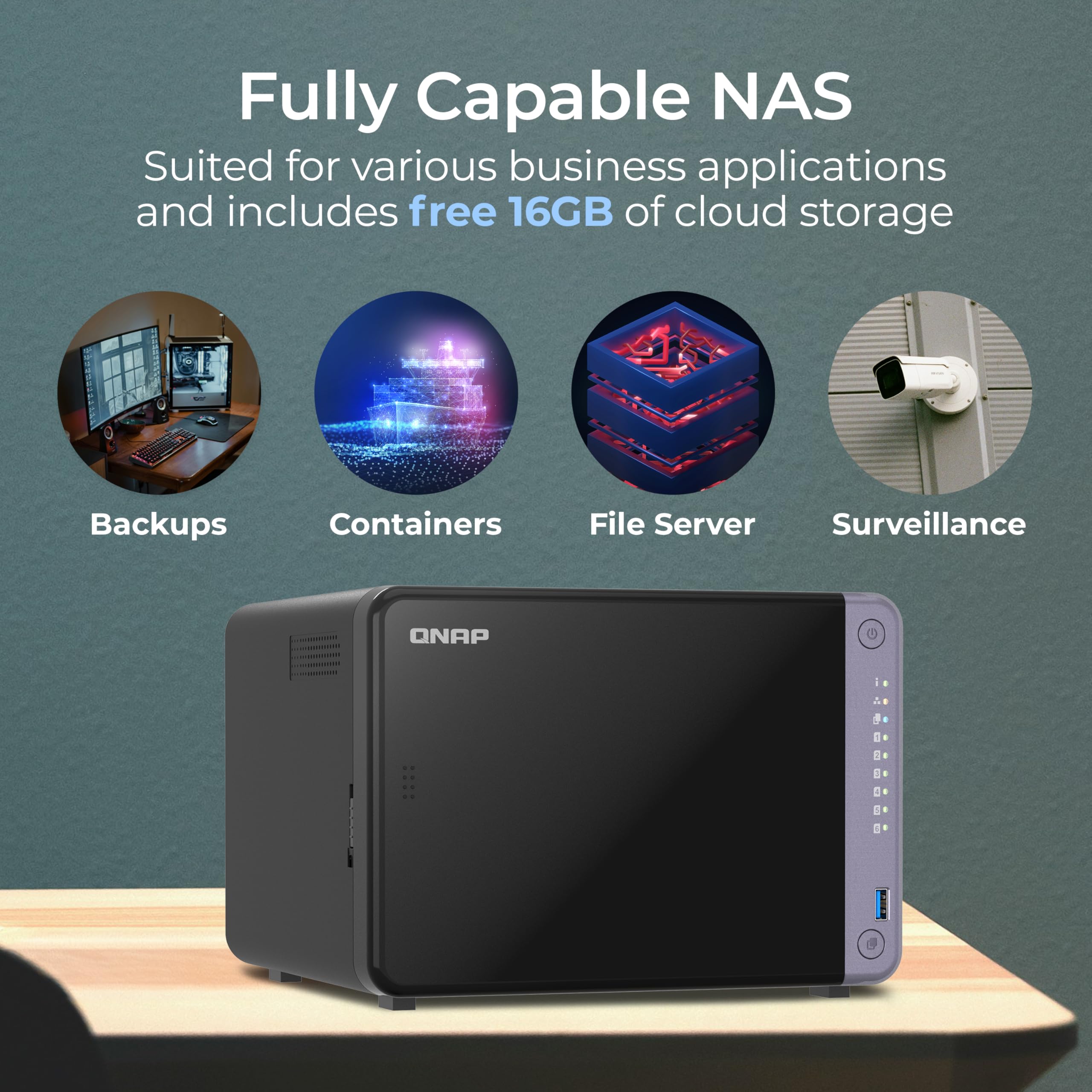 كيو ناب جهاز كمبيوتر مكتبي TS-632X-4G-US 6 باي 10GbE NAS مع معالج ARM الباين AL524 رباعي النواة وذاكرة RAM DDR4 سعة 4 GB (بدون قرص)