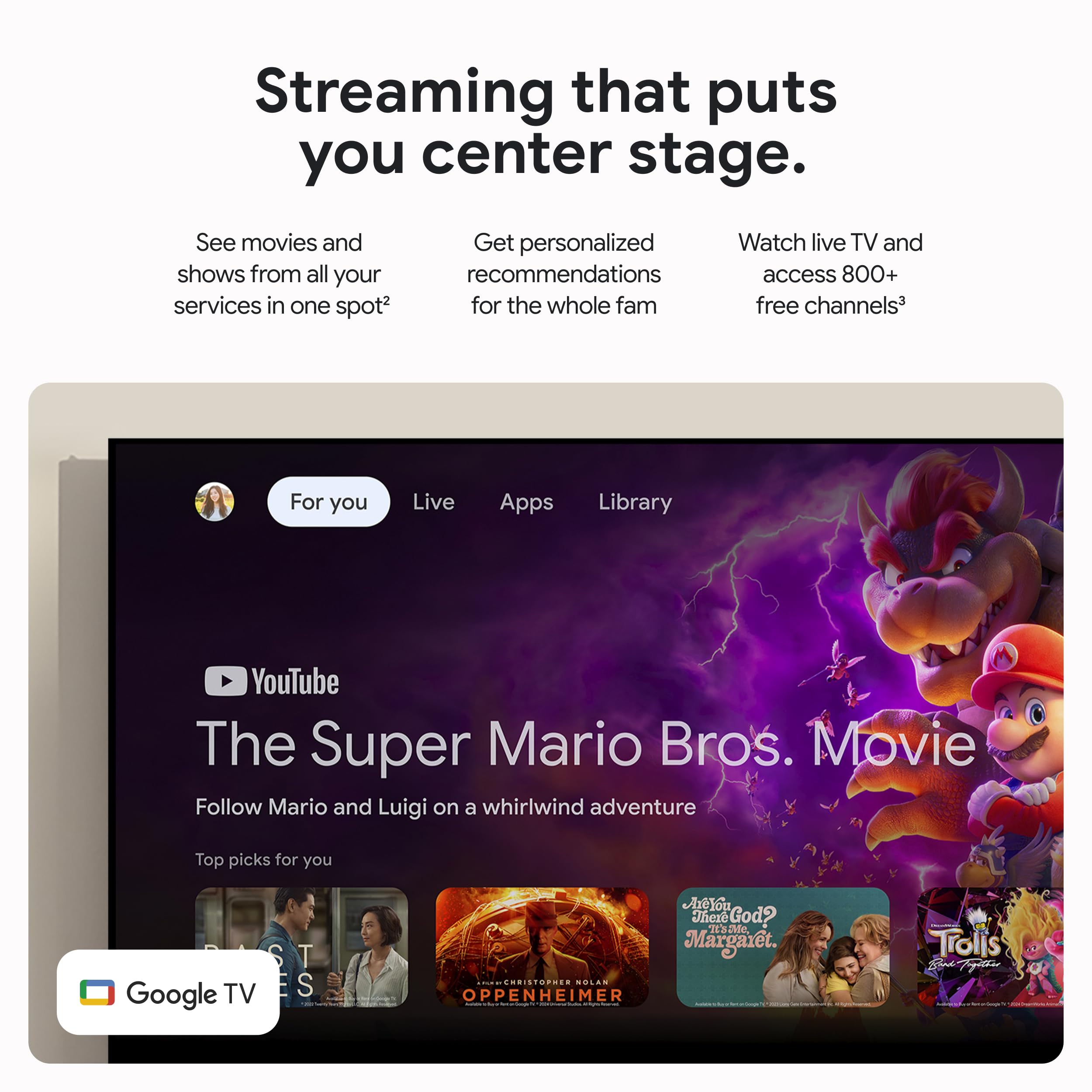 جوجل جهاز بث تلفزيوني 4K - بث ترفيه سريع على تلفزيونك مع جهاز تحكم عن بعد للبحث الصوتي - شاهد الافلام والعروض والبث التلفزيوني المباشر ونتفليكس بدقة 4K HDR - تحكم منزلي ذكي - سعة تخزين 32GB - بندق