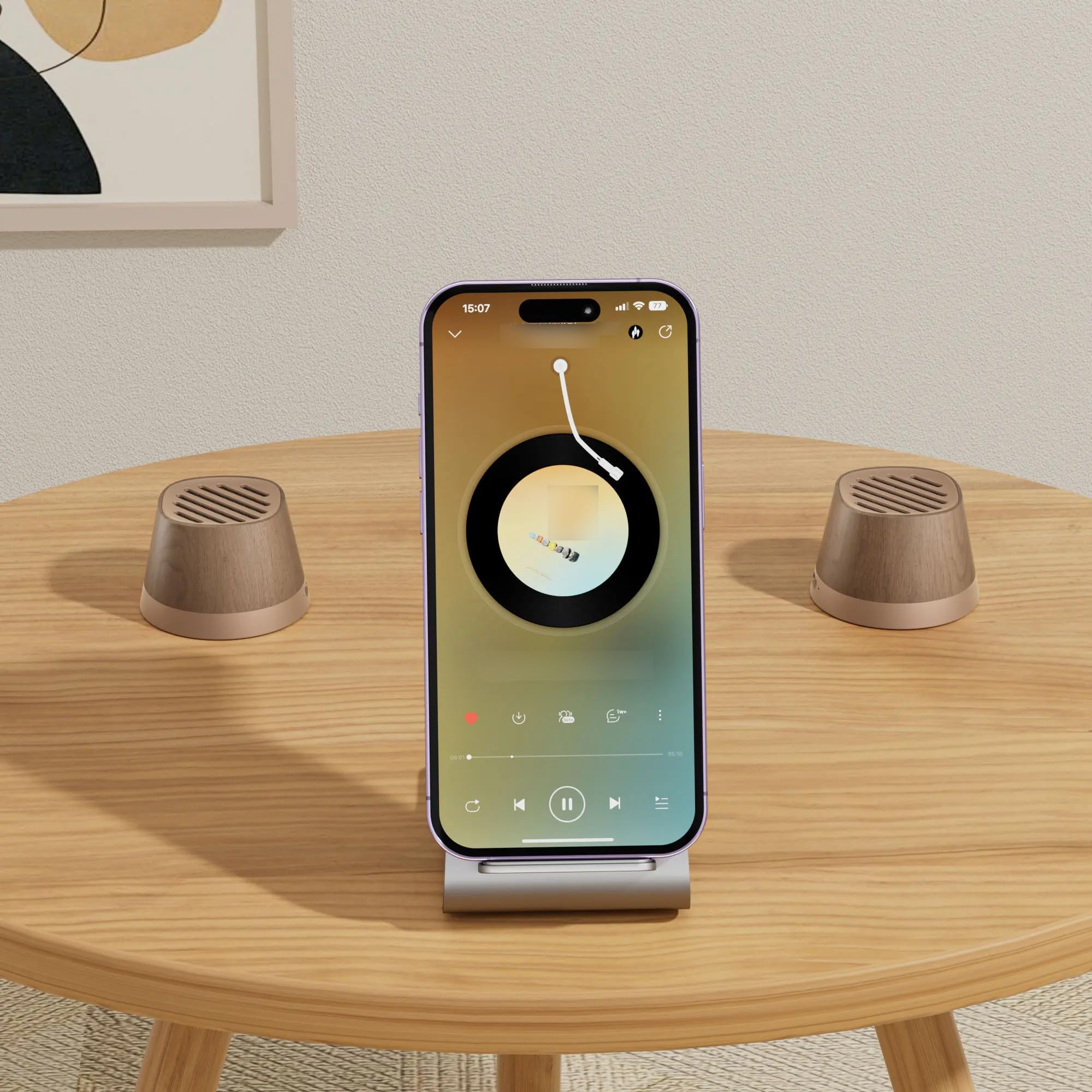 EZVALO K13 Magnetic Charger and Mini Speaker 4-in-1 - Wireless Bluetooth Speaker with Fast Charging, Phone Stand and Magnetic Holder, TWS Pairing, Multi-Angle Display for iPhone and Qi-Enabled Devices