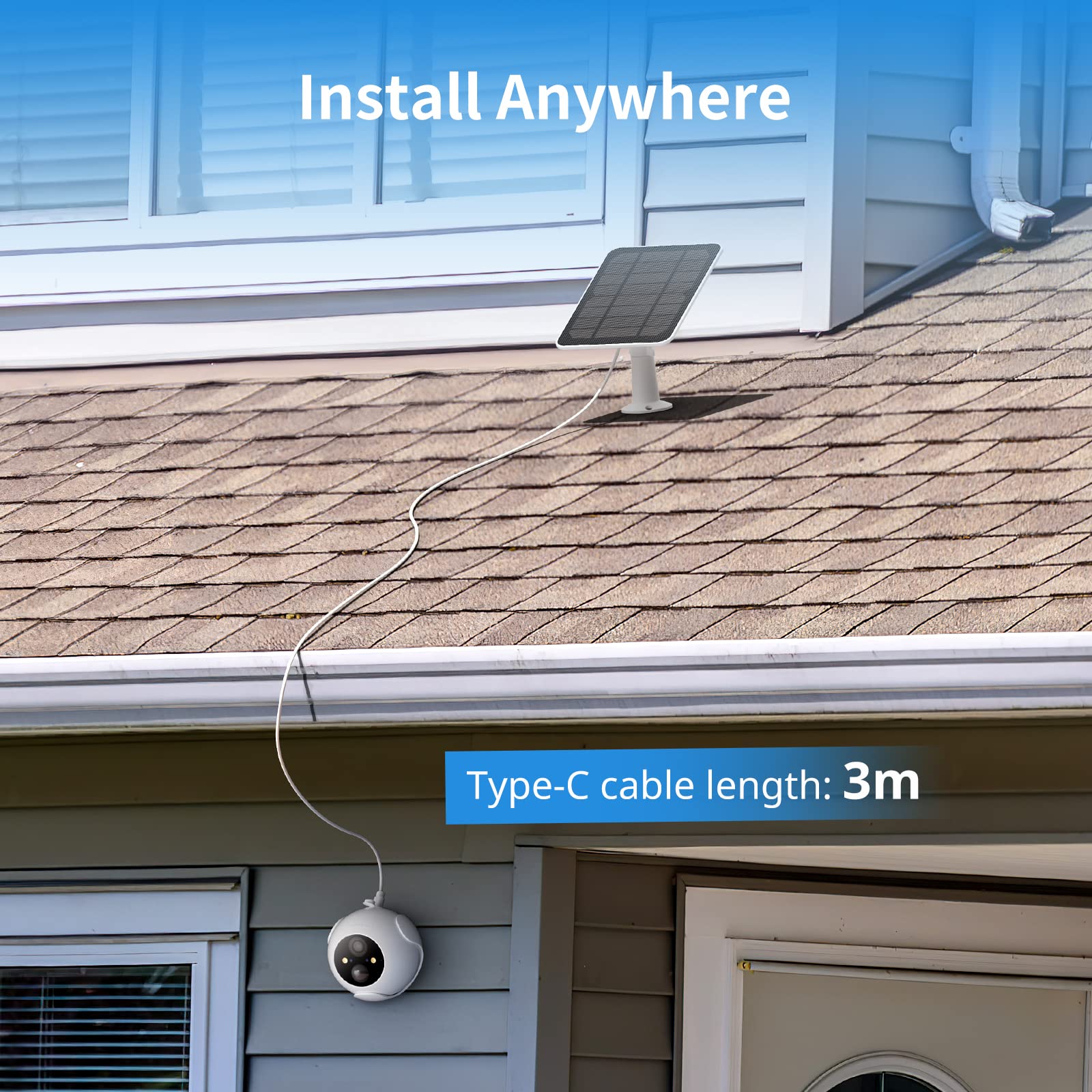 SwitchBot Solar Panel for Outdoor Camera, 5W Solar Panel for Rechargeable Security Camera, Waterproof, 360° Adjustable, Continuous Power Supply, Only Compatible with SwitchBot Outdoor Spotlight Camera