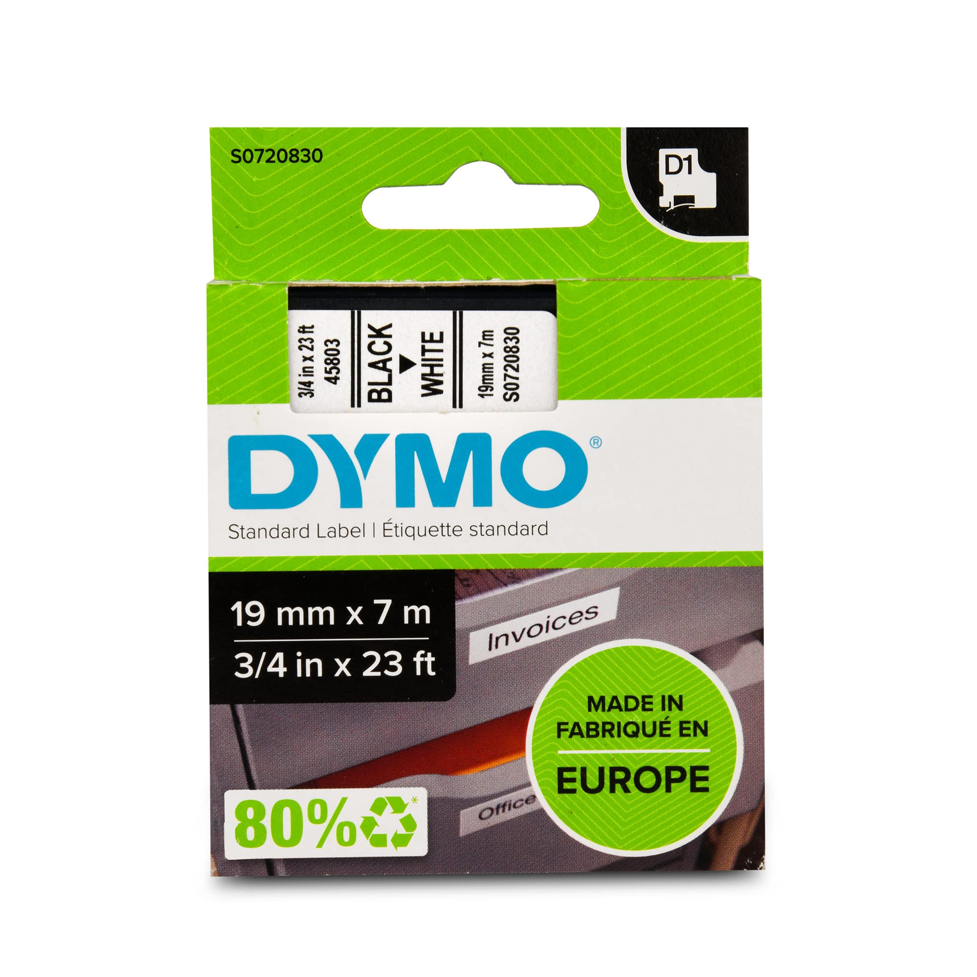 Dymo D1 Replacement Strip 6mm x 7mt - Yellow/Black