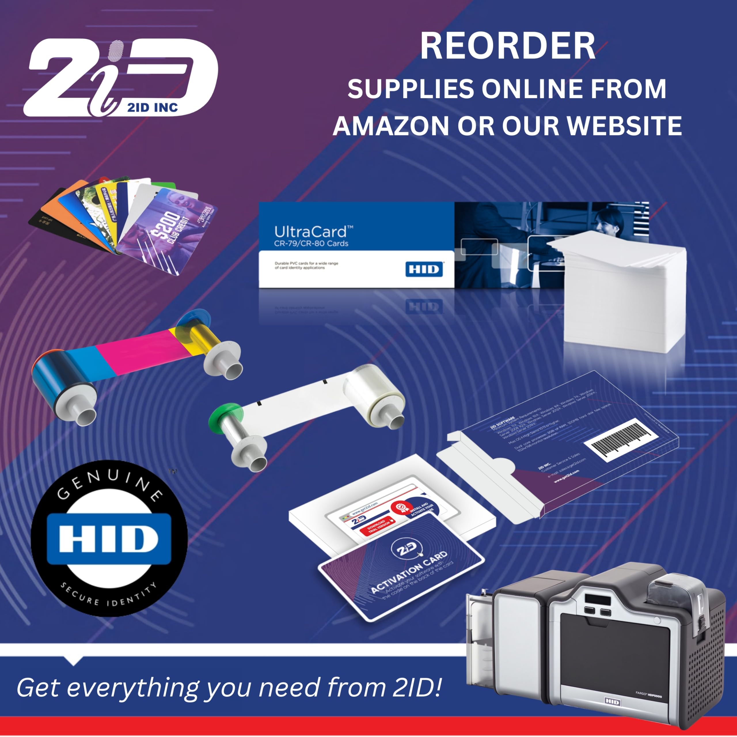 Fargo 2ID - 084053 HDP Retransfer Film | High Capacity - Prints up to 1500 Images per Roll | Compatible with HDP5000 / HDPii Card Printers | Produces Perfect ID Cards