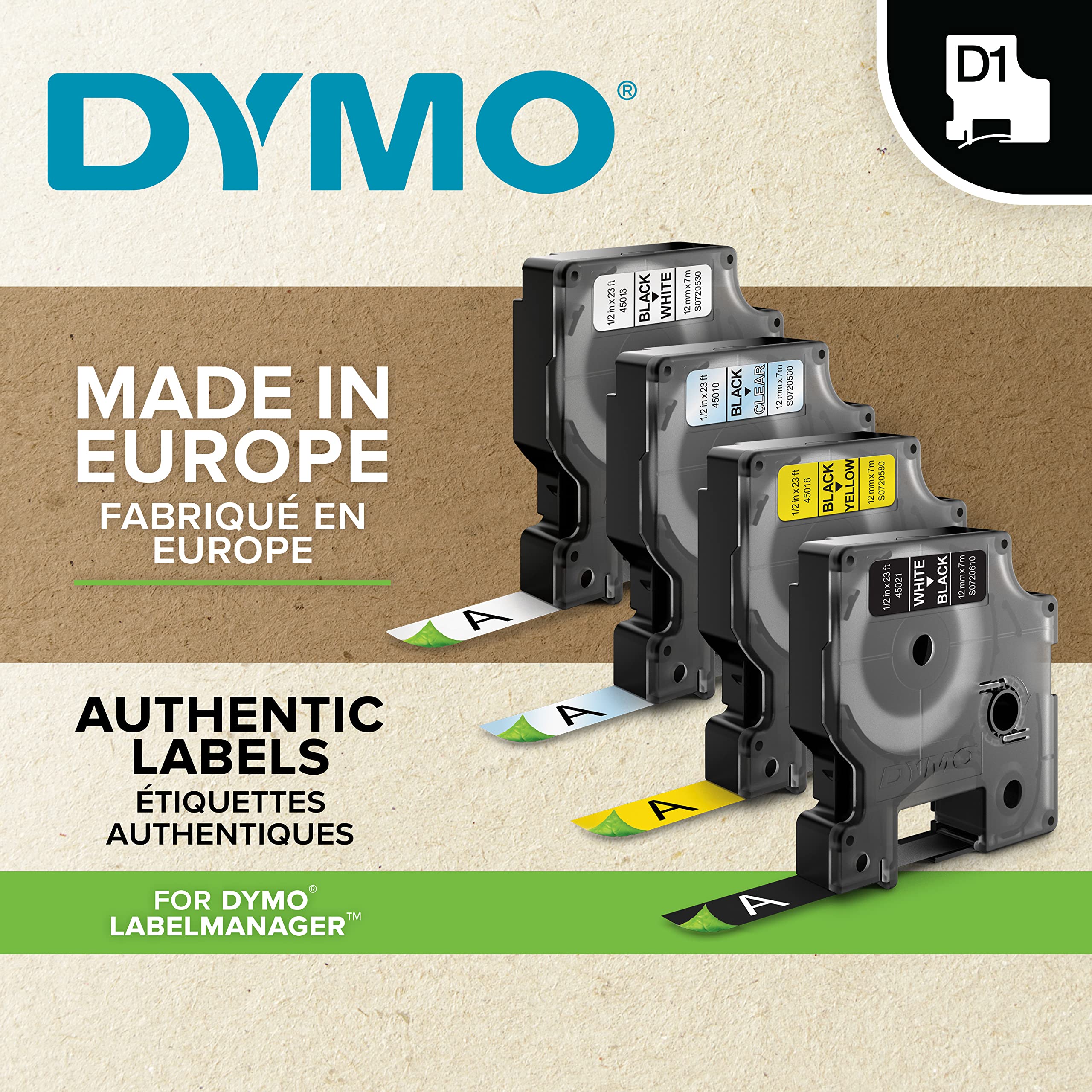 Dymo D1 Replacement Strip 6mm x 7mt - Yellow/Black