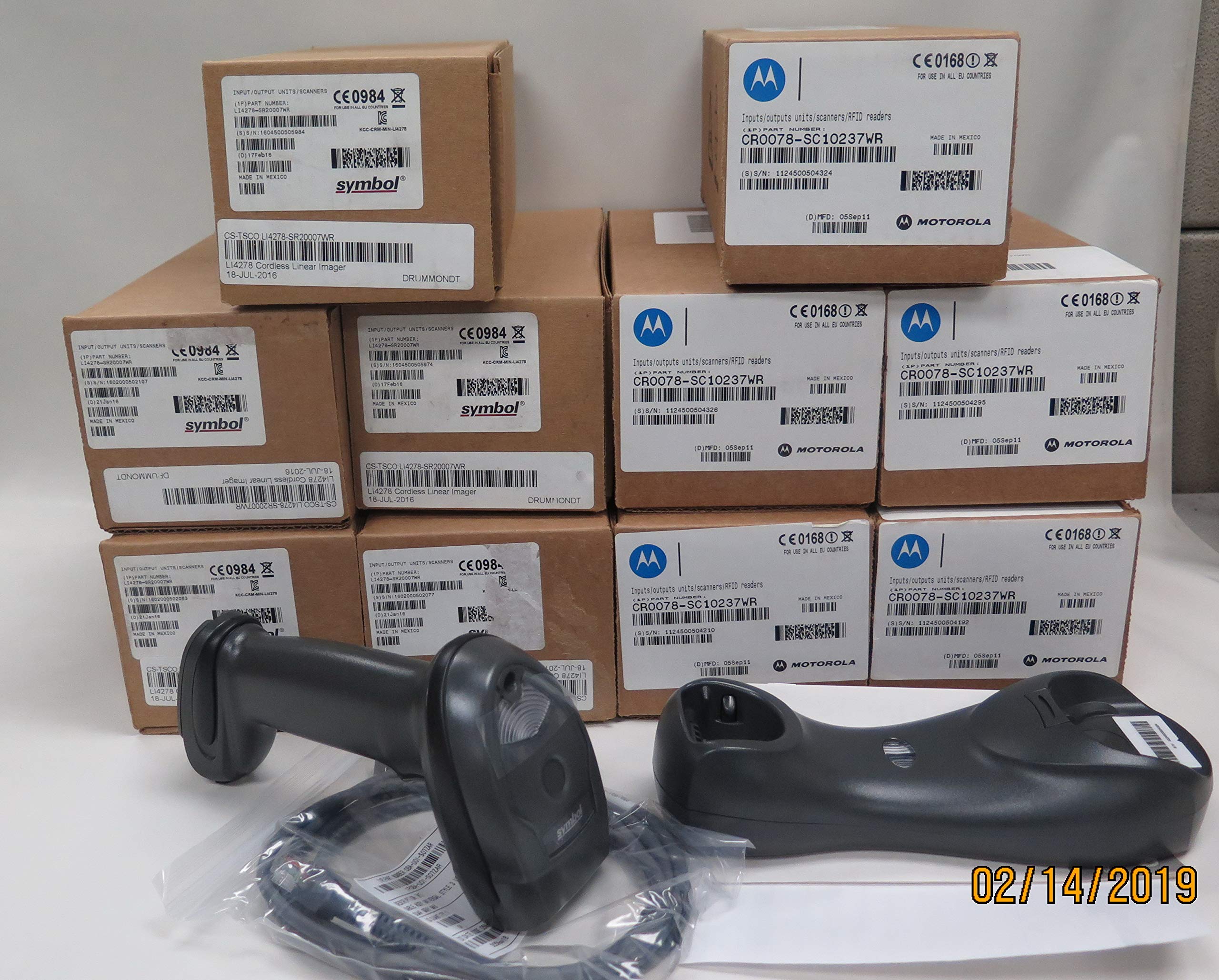 Motorola Solutions LI4278 1D Wireless Barcode Scanner with Cradle and USB Cable