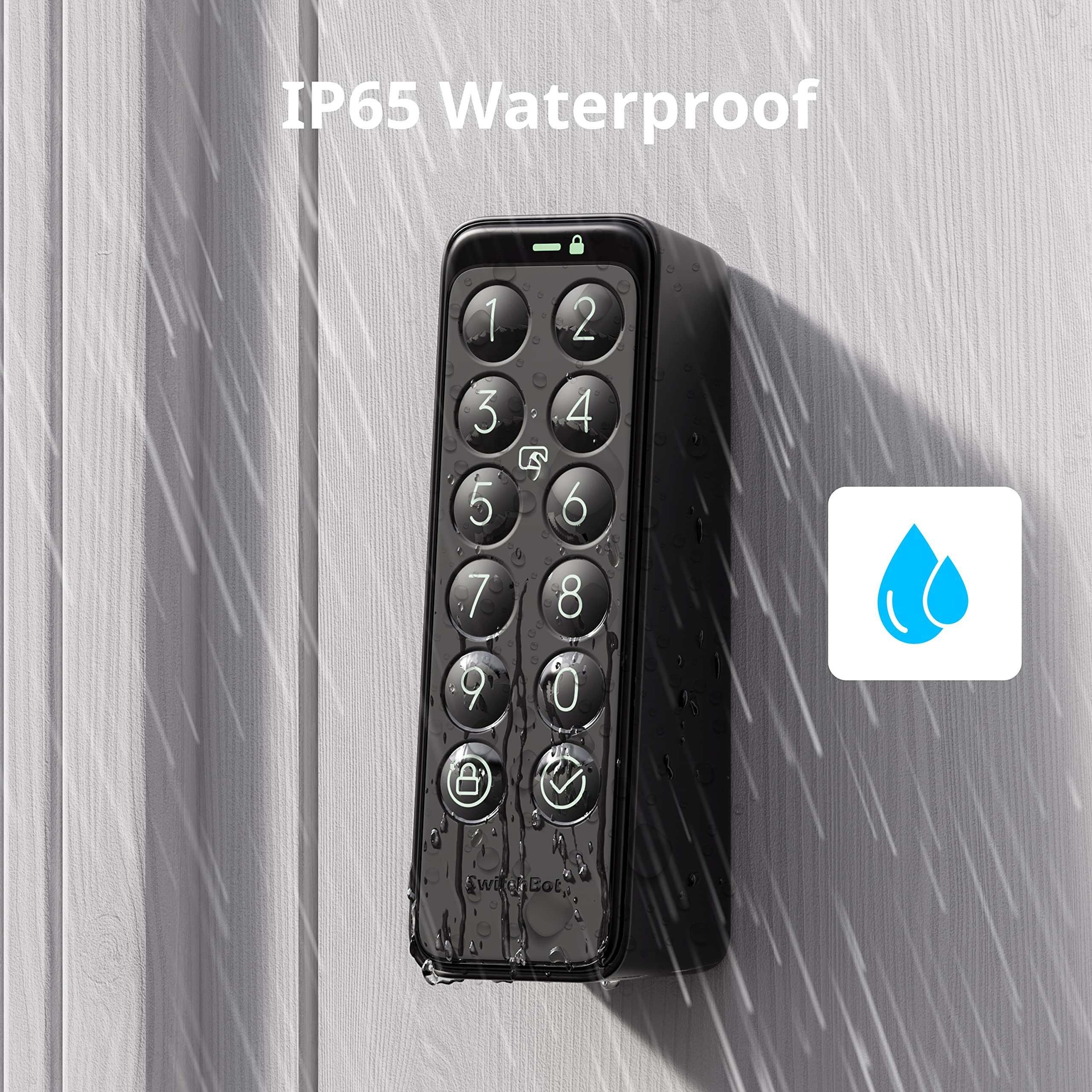 SwitchBot Smart Keypad for SwitchBot Lock, Keyless Home Entry, IP65 Waterproof, Supports Virtual Passwords for Home Security, 2 Years Battery Life