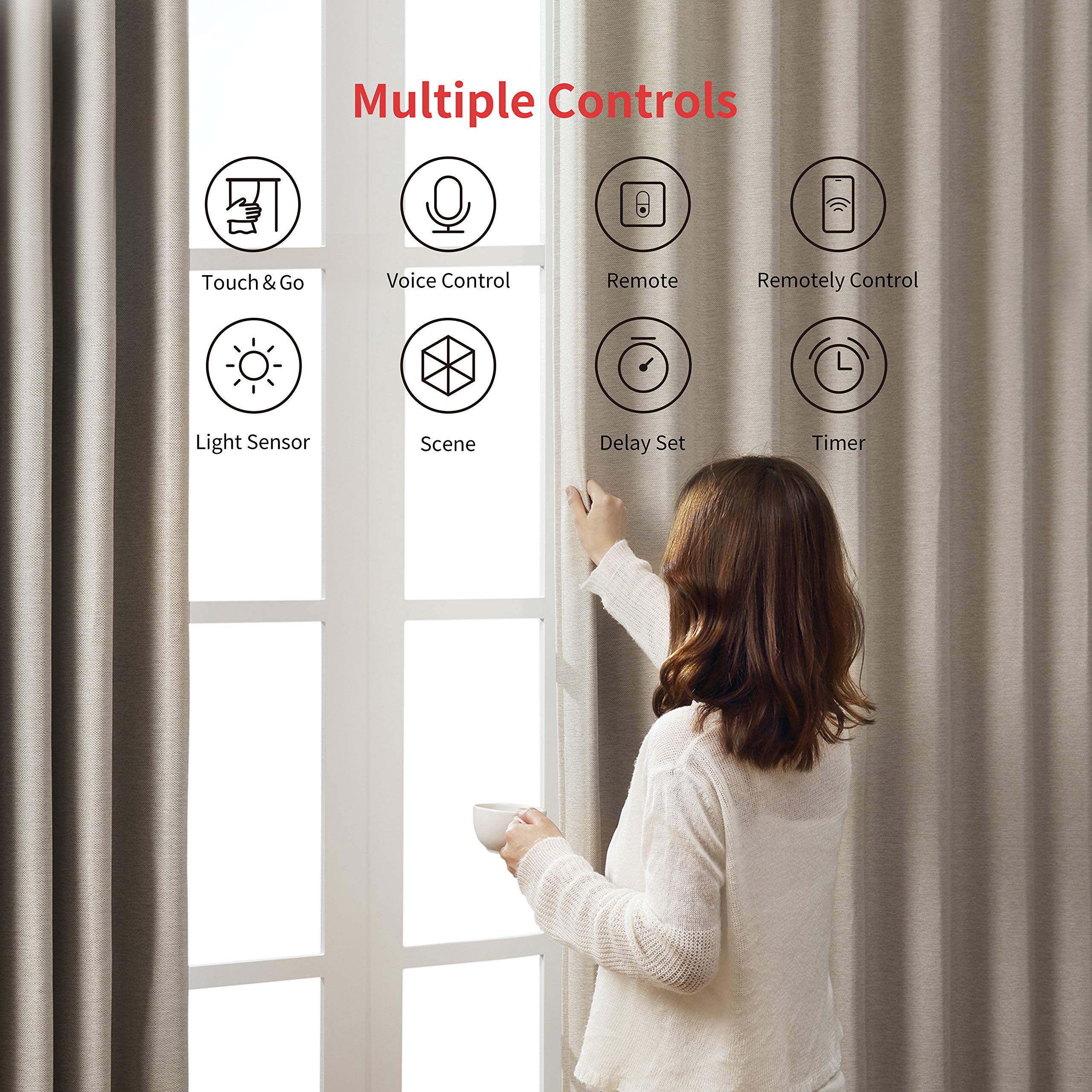 SwitchBot Curtain Smart Electric Motor - Wireless App or Automate Timer Control, Use SwitchBot Hub to be Compatible with Alexa, Google Home, HomePod, IFTTT (U-Rail, White)