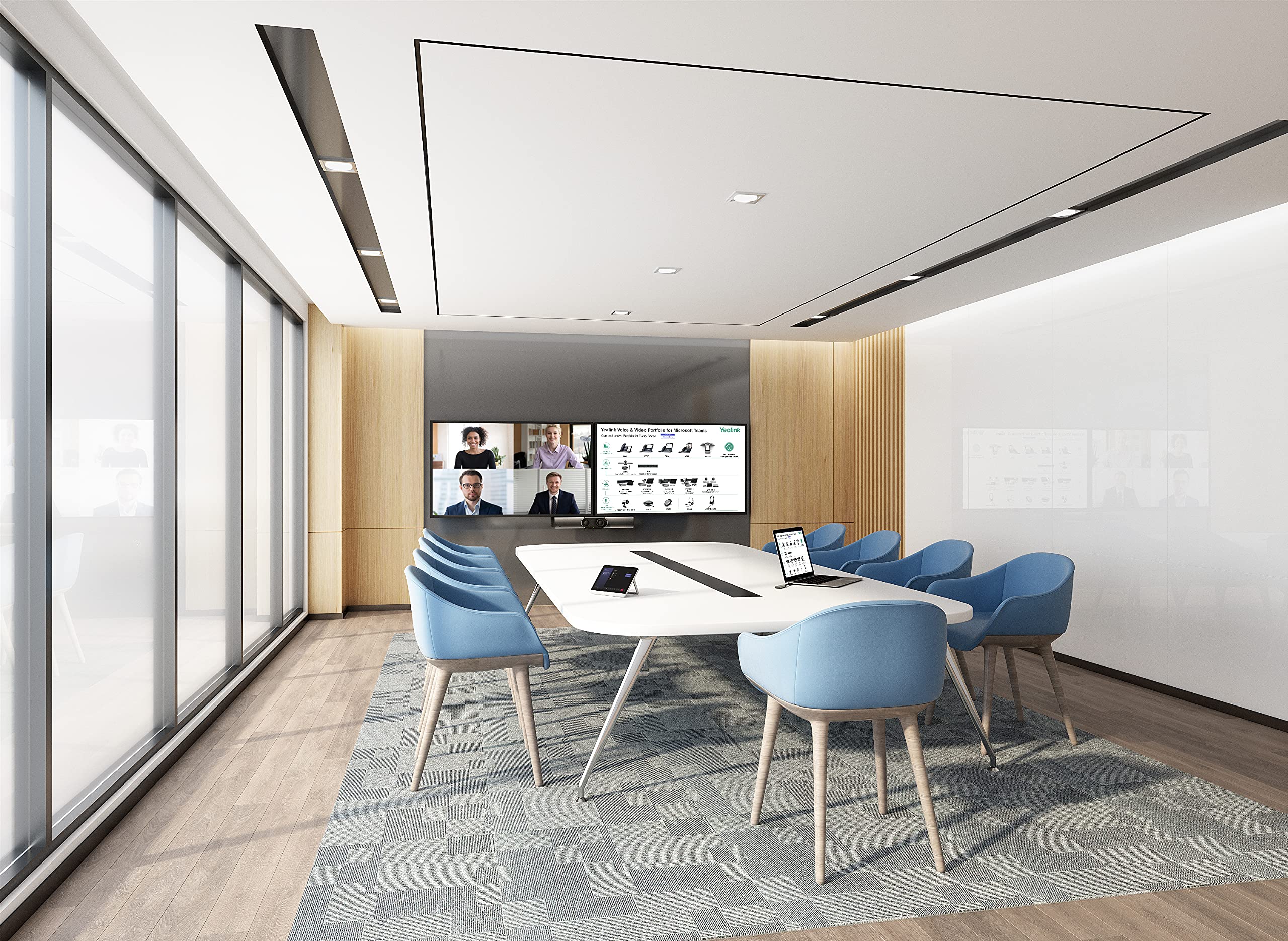 Yealink MeetingBar A30 + CTP18 Collaboration Touch Panel + VCH51 Sharing Box Video Conferencing System 8MP Ethernet
