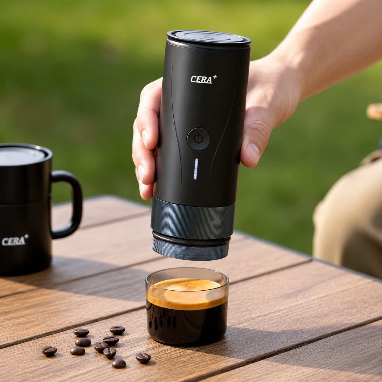 CERA+ Portable Espresso Machine Pro | Self-Heating 20-Bar Travel Coffee Maker with Ultra-Fine Grind | USB-C Rechargeable