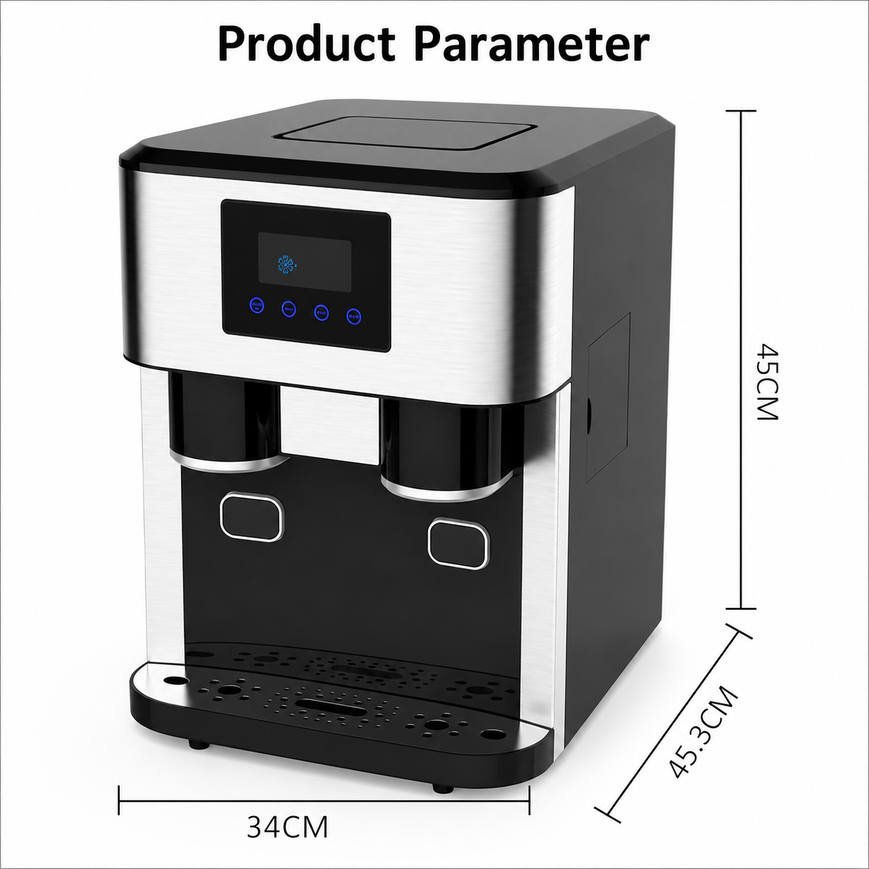 3-in-1 Ice Maker Machine – Fast Ice Cubes, Crushed Ice & Cold Water – Built-in Water Dispenser 18KG/24H, 150W Portable Automatic Ice Maker for Home, Office & Party | DLC-37563