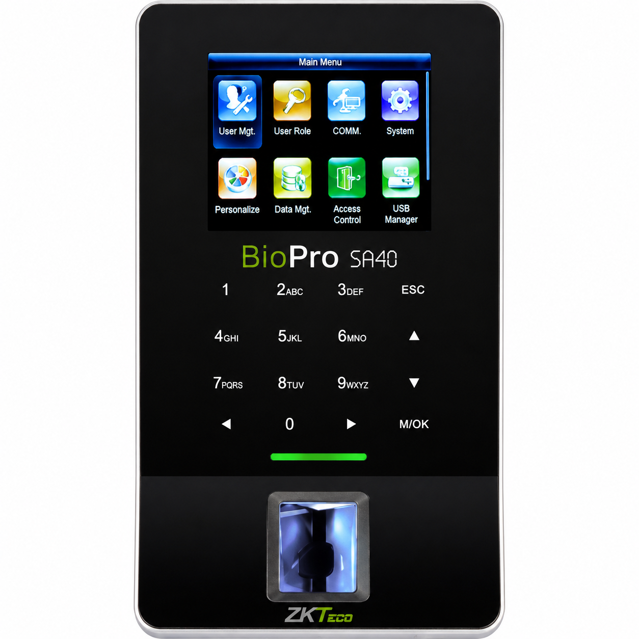ZKTeco BioPro SA40 Fingerprint Access Control Terminal, BioID Sensor/Silk ID Sensor, Door Sensor, Exit Button, Alarm Control Interface | SA40