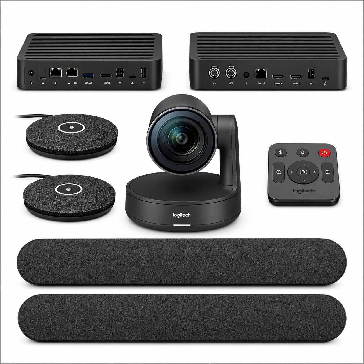 Logitech Rally Plus Video Conferencing Kit, With 2x Rally Speakers, 2x Microphone, Up to 3840 x 2160 Resolution, SuperSpeed USB 3.0 Interface Type, Black | 960-001242 / 960-001224