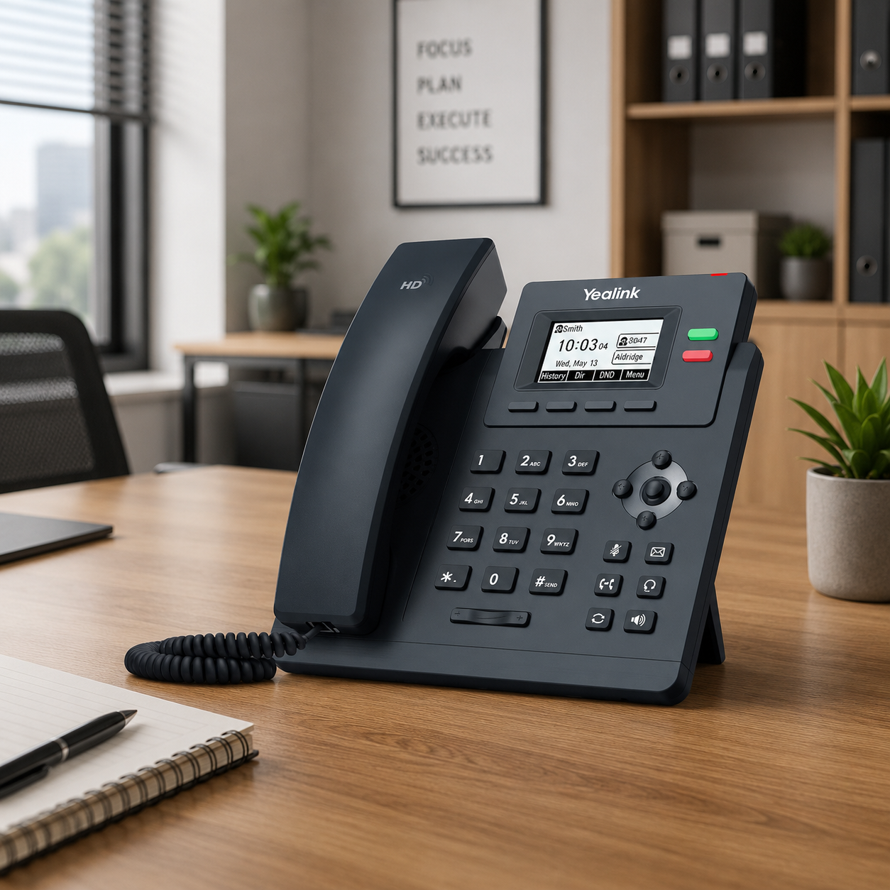 Yealink SIP-T31P Entry-level IP Power over Ethernet Corded Phone with 2 Lines, HD Voice and 2.3 Inch Graphical LCD Display with Backlight (132 x 64 Pixel) - Black